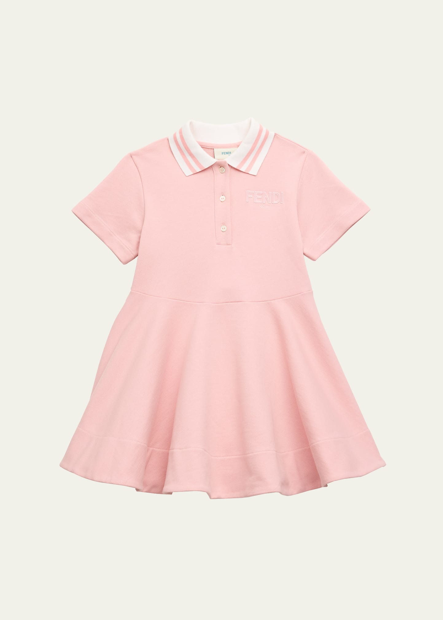 Girl's Embroidered Logo-Print Polo Dress, Size 8-12