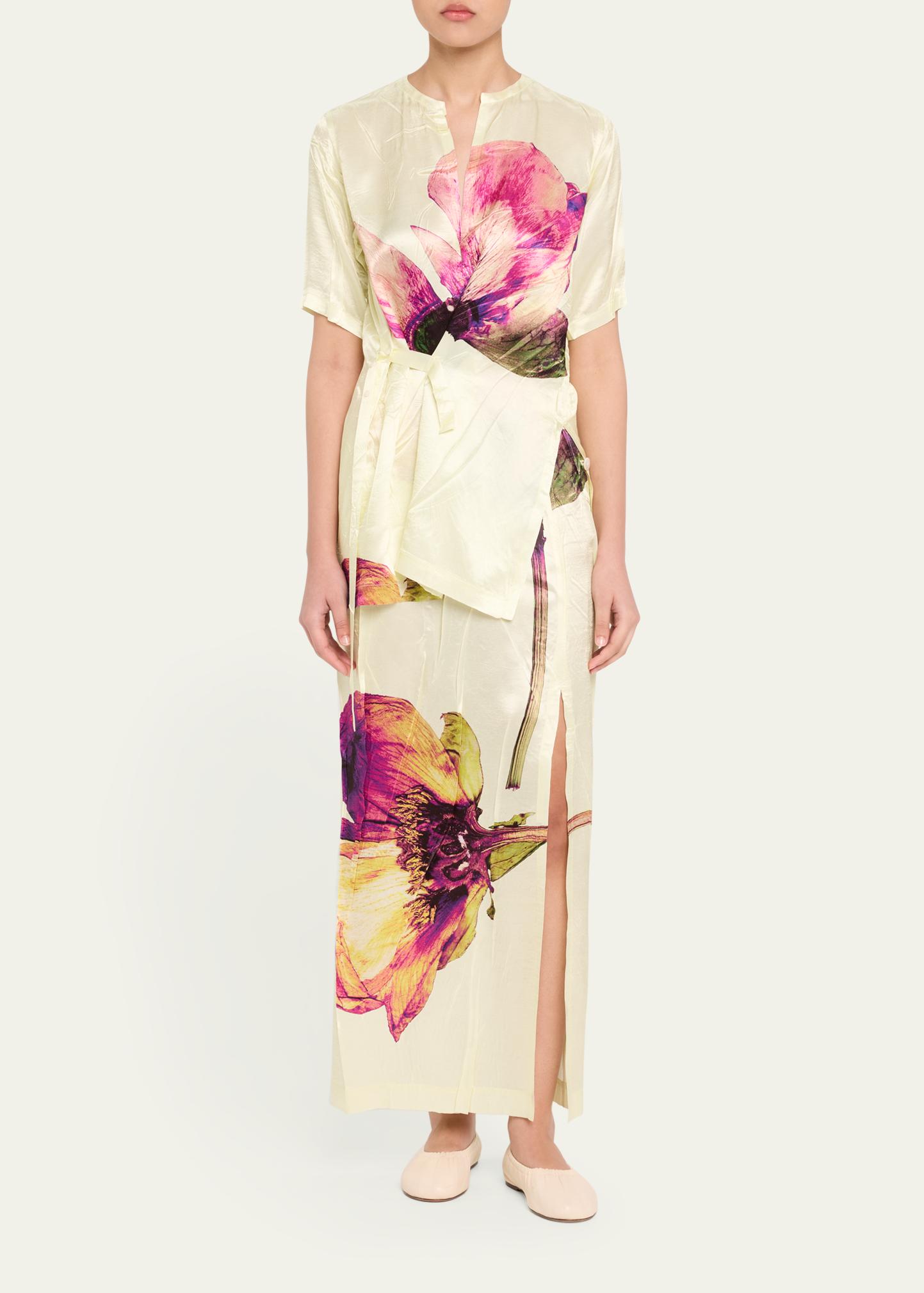Issey Miyake Pressed Flora Printed Skirt - Bergdorf Goodman