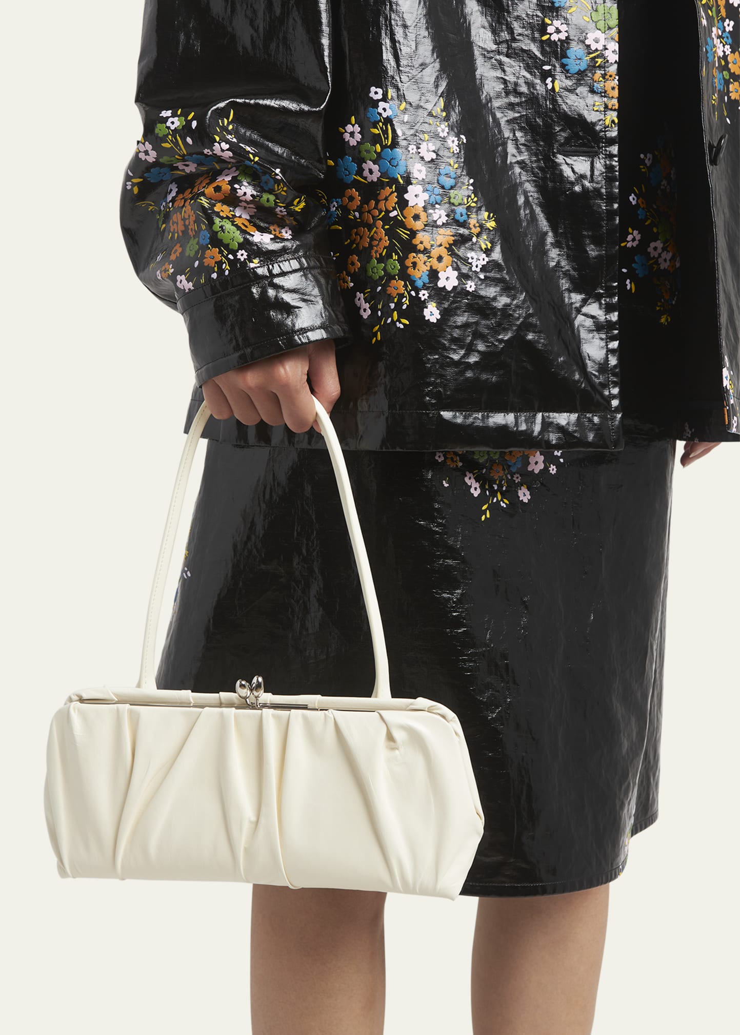 Jil Sander Goji Small Pleated Calfskin Shoulder Bag - Bergdorf Goodman