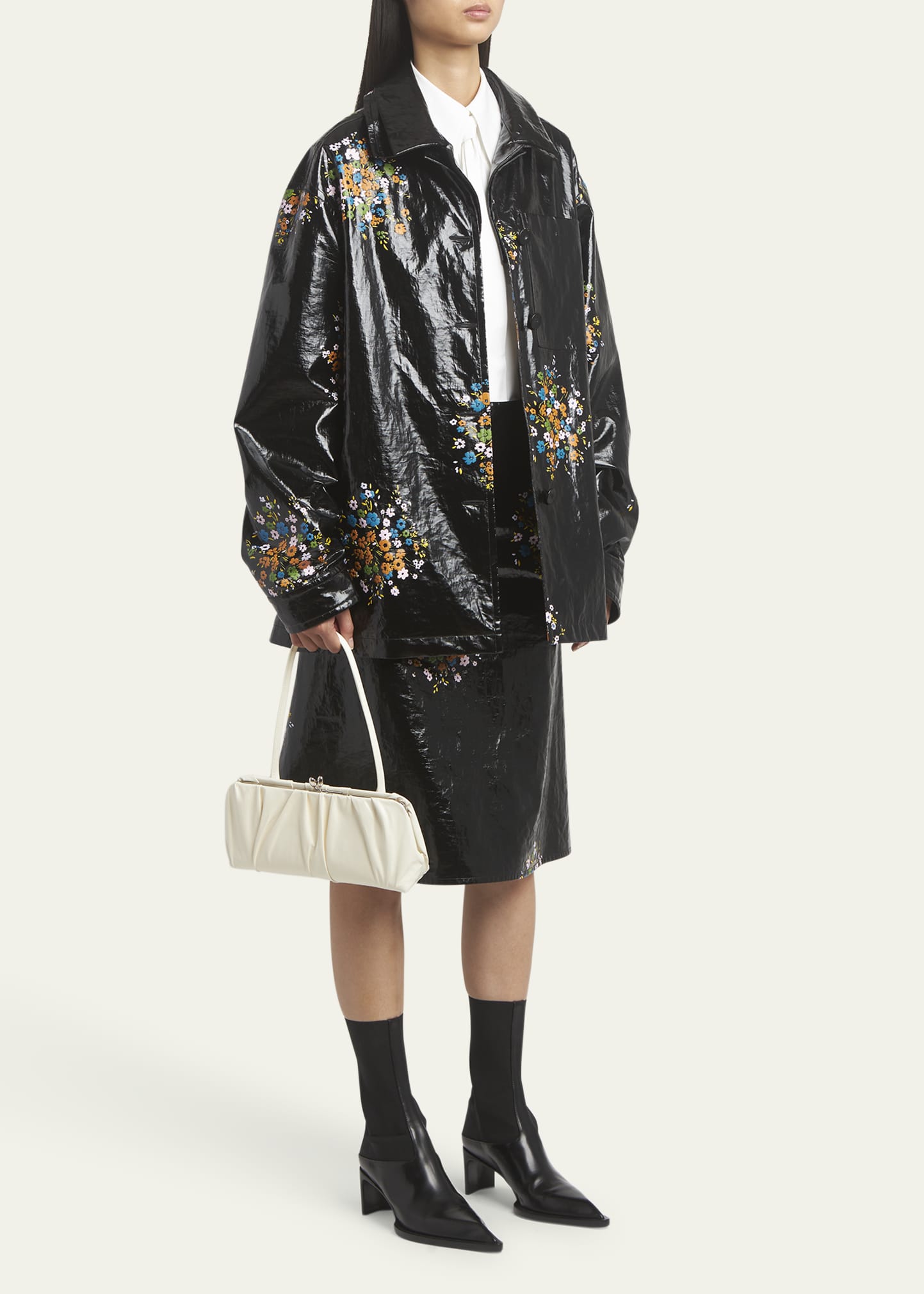 Jil Sander Goji Small Pleated Calfskin Shoulder Bag - Bergdorf Goodman