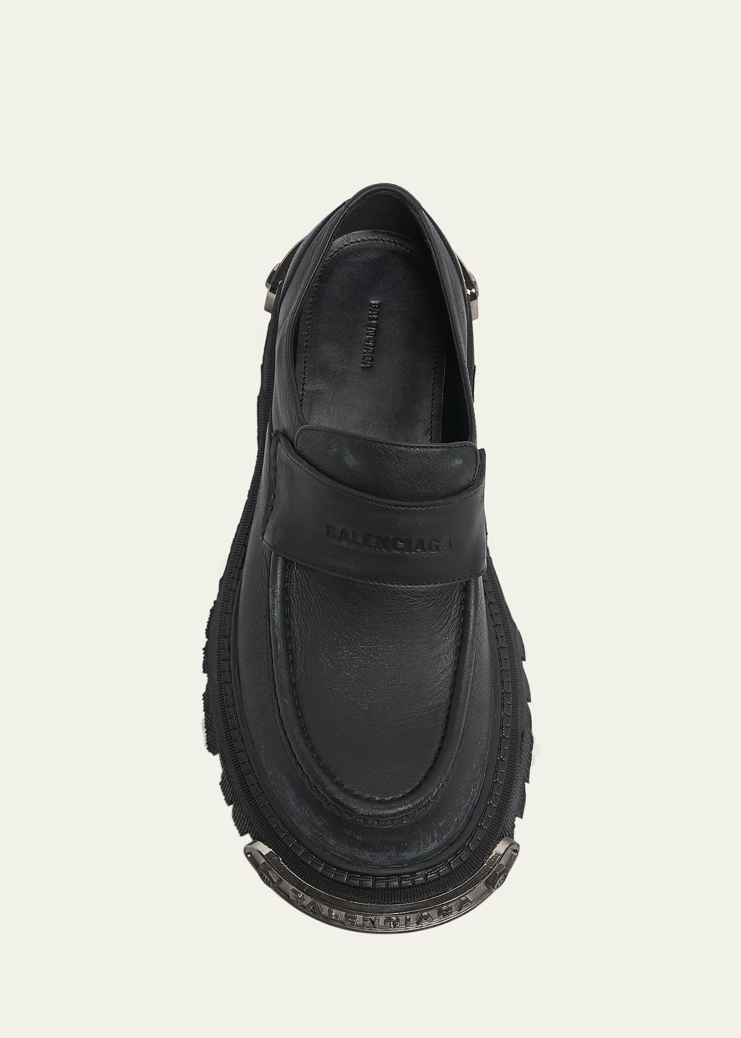 ローファー・オックスフォード BALENCIAGA BLACK LEATHER TRACTOR LOAFERS Balenciaga Black leather Tractor loafers | TheDoubleF