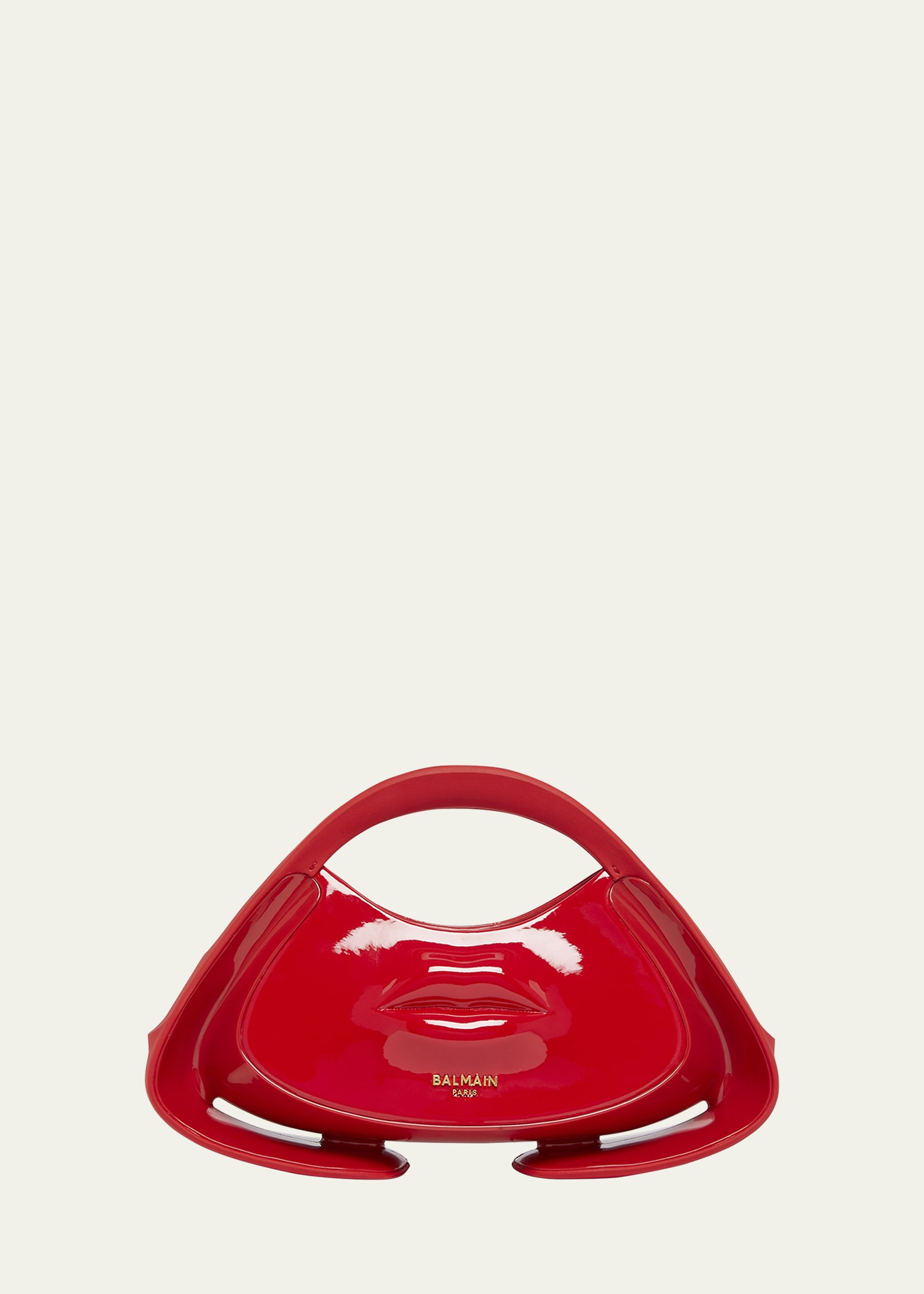 Balmain Jolie Madame Small Lips Top-Handle Bag in Patent Faux