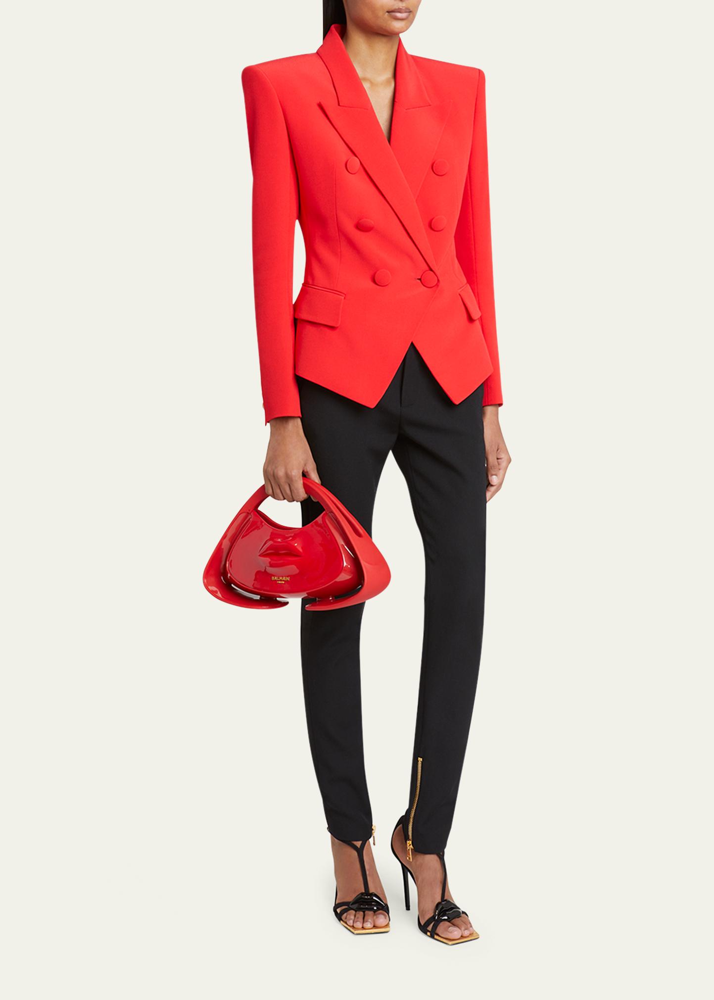 Balmain Jolie Madame Small Lips Top-Handle Bag in Patent Faux