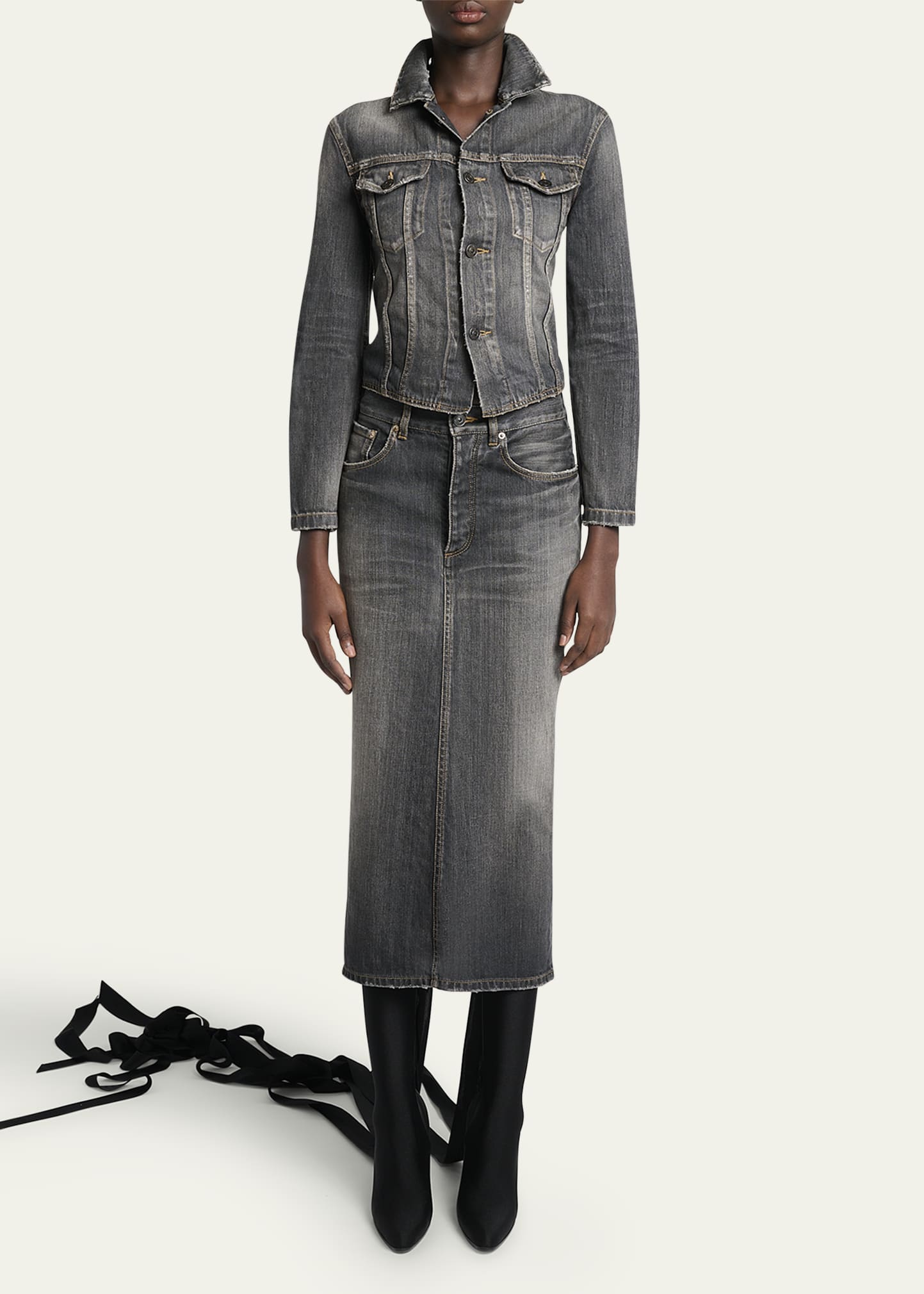 BALENCIAGA★INSIDE OUT DENIM MIDI SKIRT Balenciaga Women's Falda Midi Denim In Inside Out | ModeSens