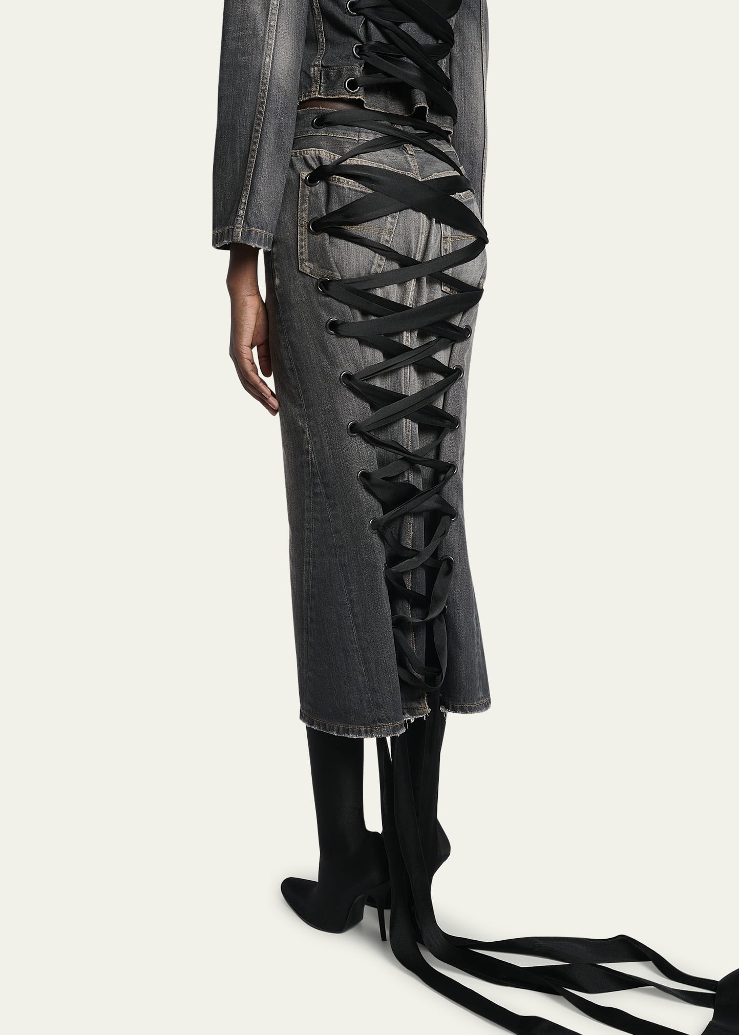 ●送料込●BALENCIAGA●Cargo Midi Denim Skirt Balenciaga Lace-Back Denim Midi Skirt | Harrods US
