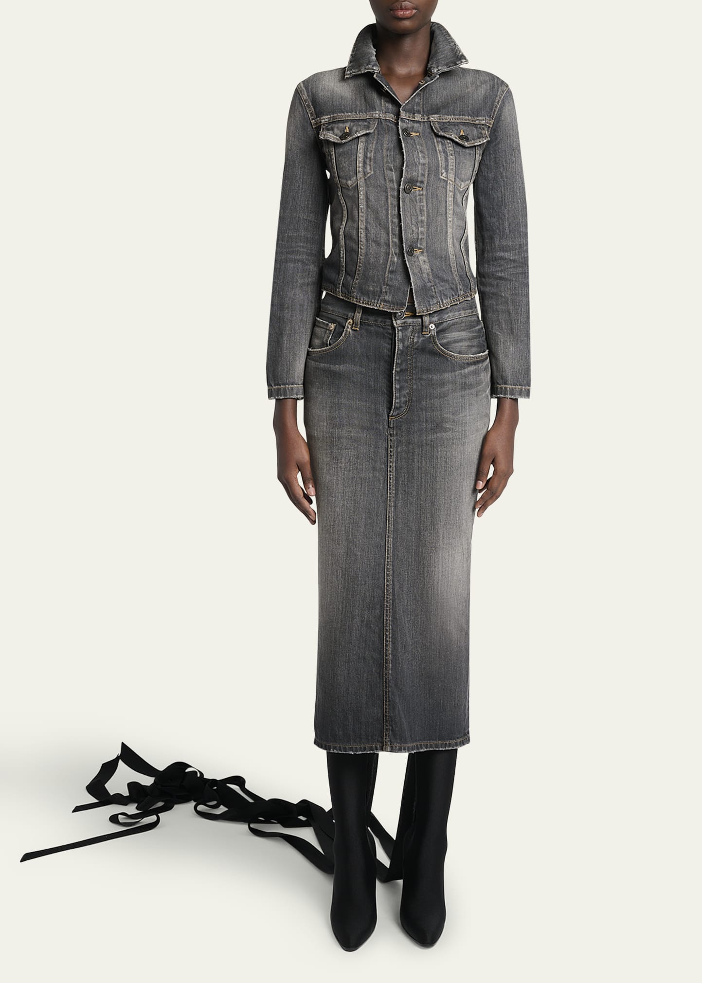 【関税＆送料込み】Balenciaga Denim Jacket With Laces Balenciaga Lace-Up Denim Jacket - Bergdorf Goodman