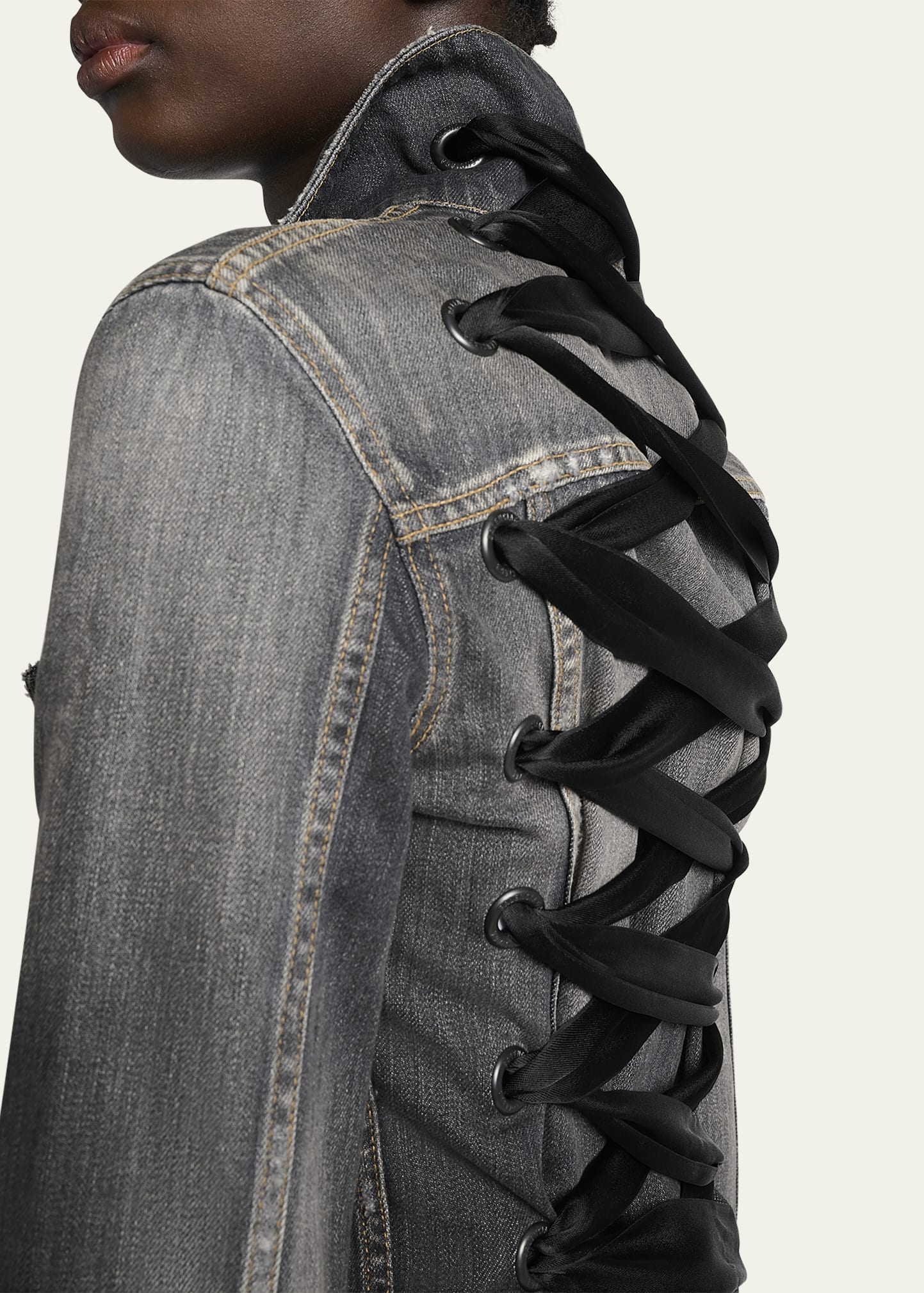 【関税＆送料込み】Balenciaga Denim Jacket With Laces Balenciaga Lace-Up Denim Jacket - Bergdorf Goodman