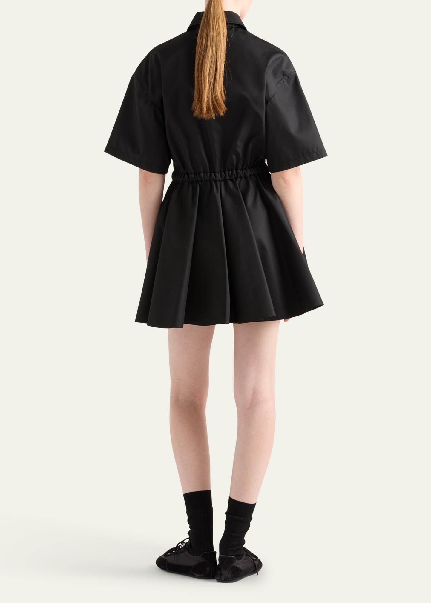 Prada Re-Nylon Drawstring Fit-Flare Mini Dress - Bergdorf