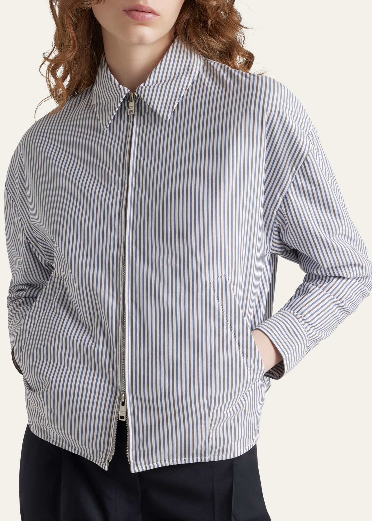 Prada Tricolor Striped Zip Jacket - Bergdorf Goodman