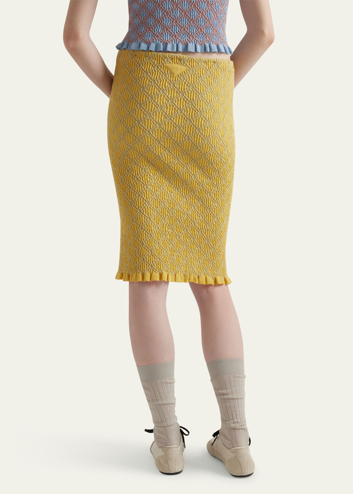 【プラダ・PRADA】Ribbed knit cotton skirt Prada Ribbed Knit Cotton Skirt In Black | ModeSens