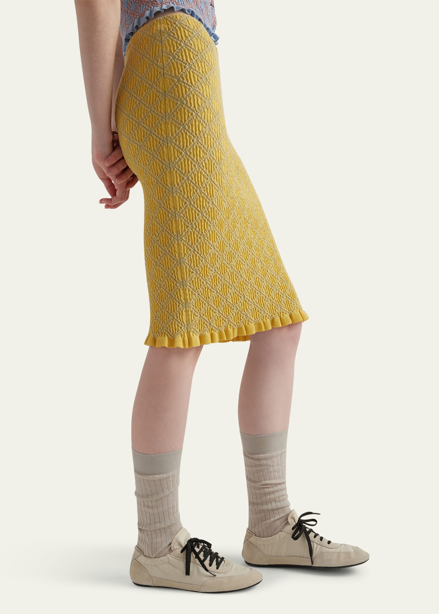 ミニスカート PRADA YELLOW CASHMERE MINI SKIRT Prada Cashmere Mini Skirt in Yellow | Lyst