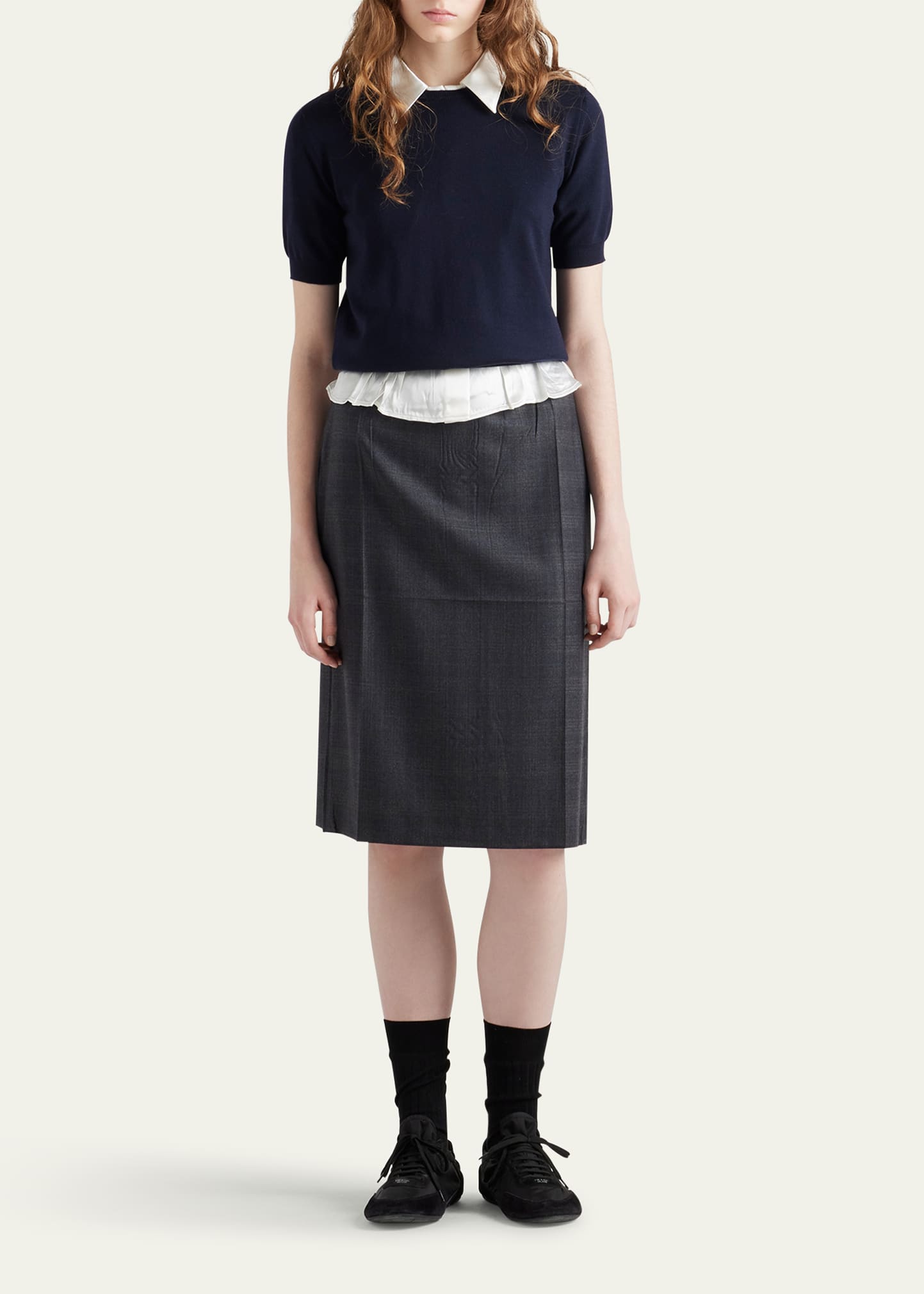 Prada Fantasia 130s Plaid Midi Skirt - Bergdorf Goodman