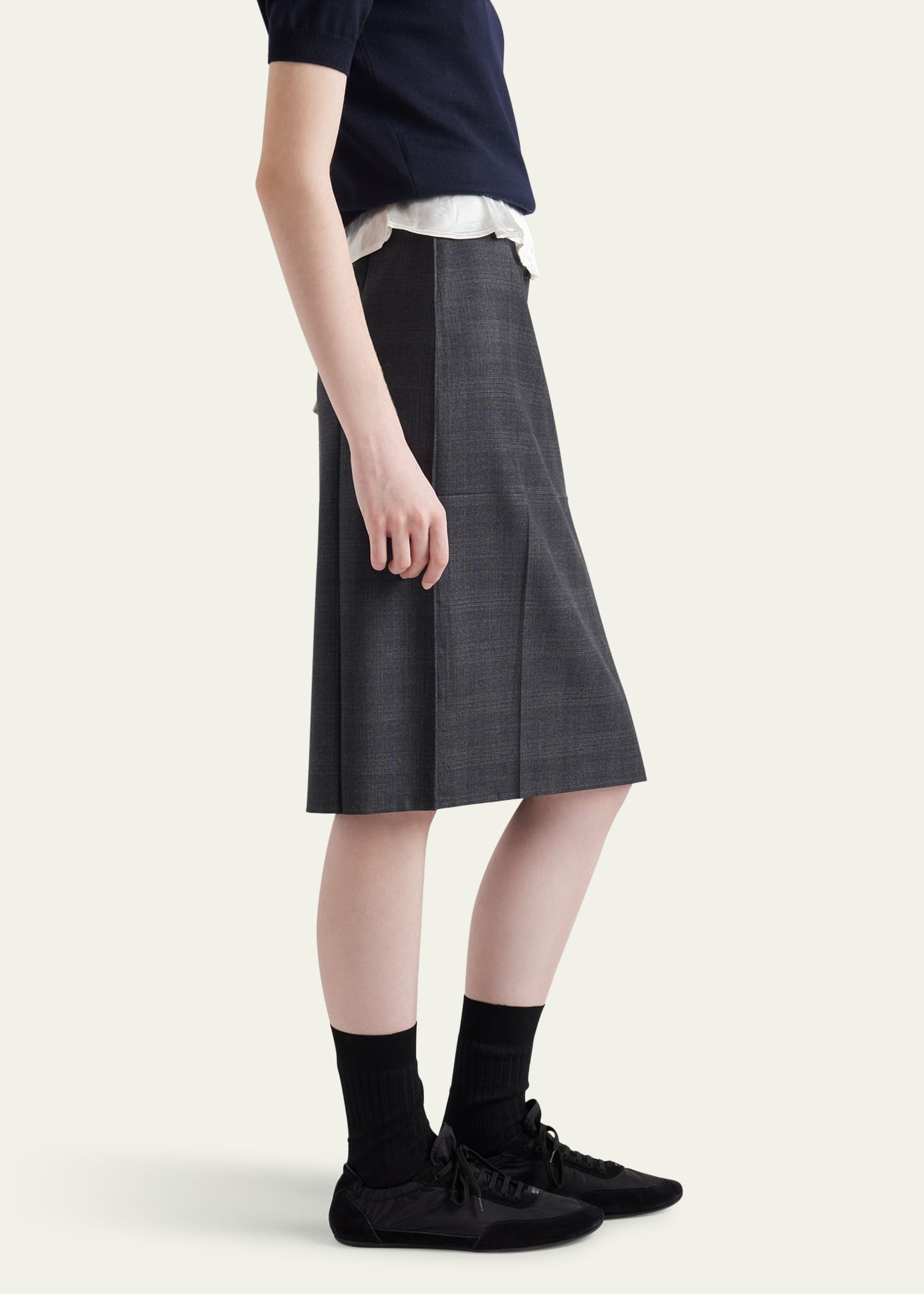 Prada Fantasia 130s Plaid Midi Skirt - Bergdorf Goodman