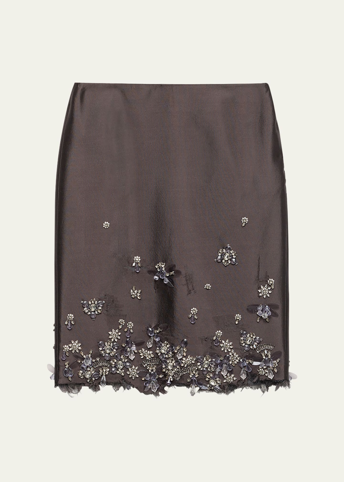 Prada Crystal Distressed Wool Midi Skirt - Bergdorf Goodman