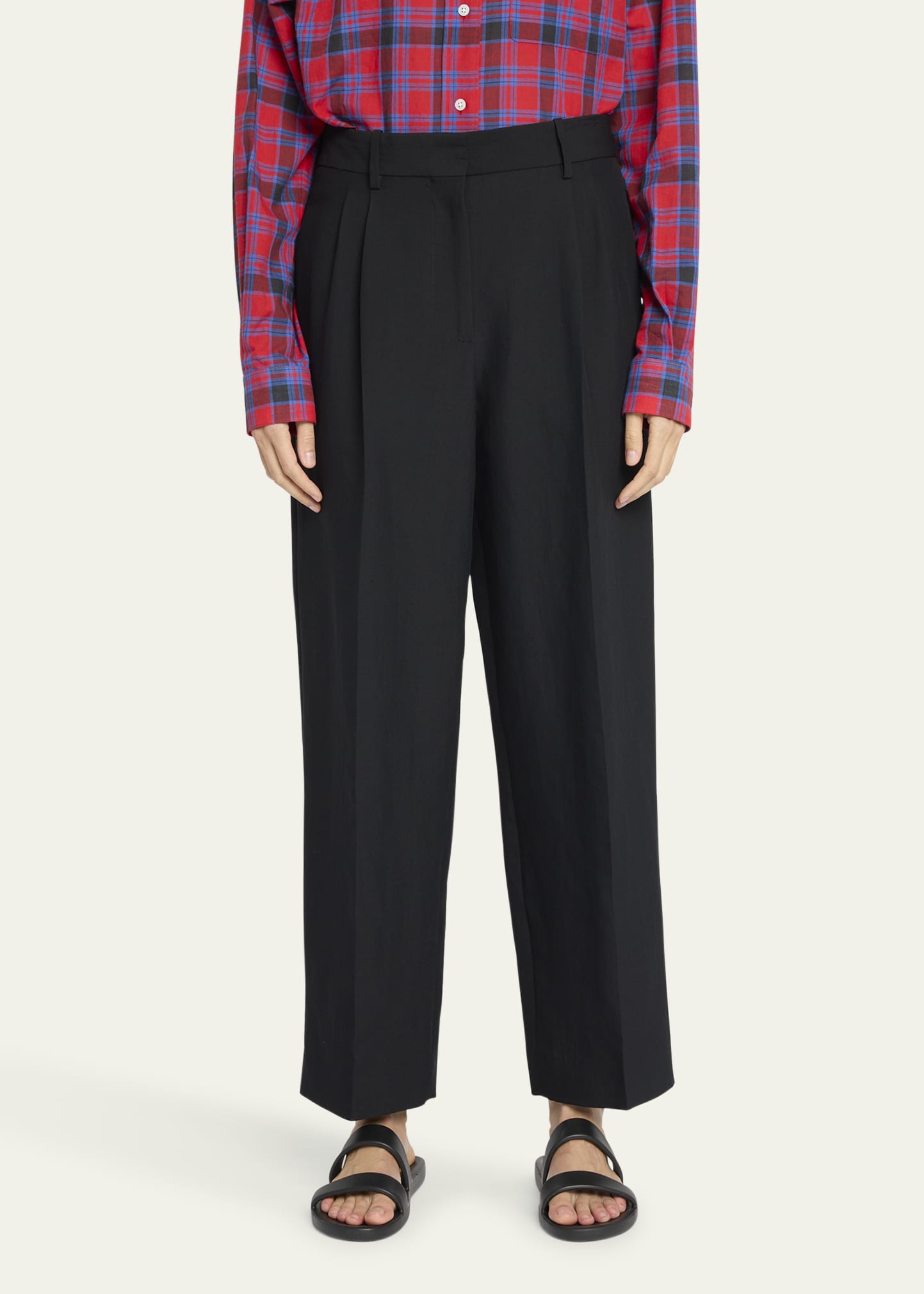 THE ROW Lilas Pleated Straight-Leg Pants - Bergdorf Goodman