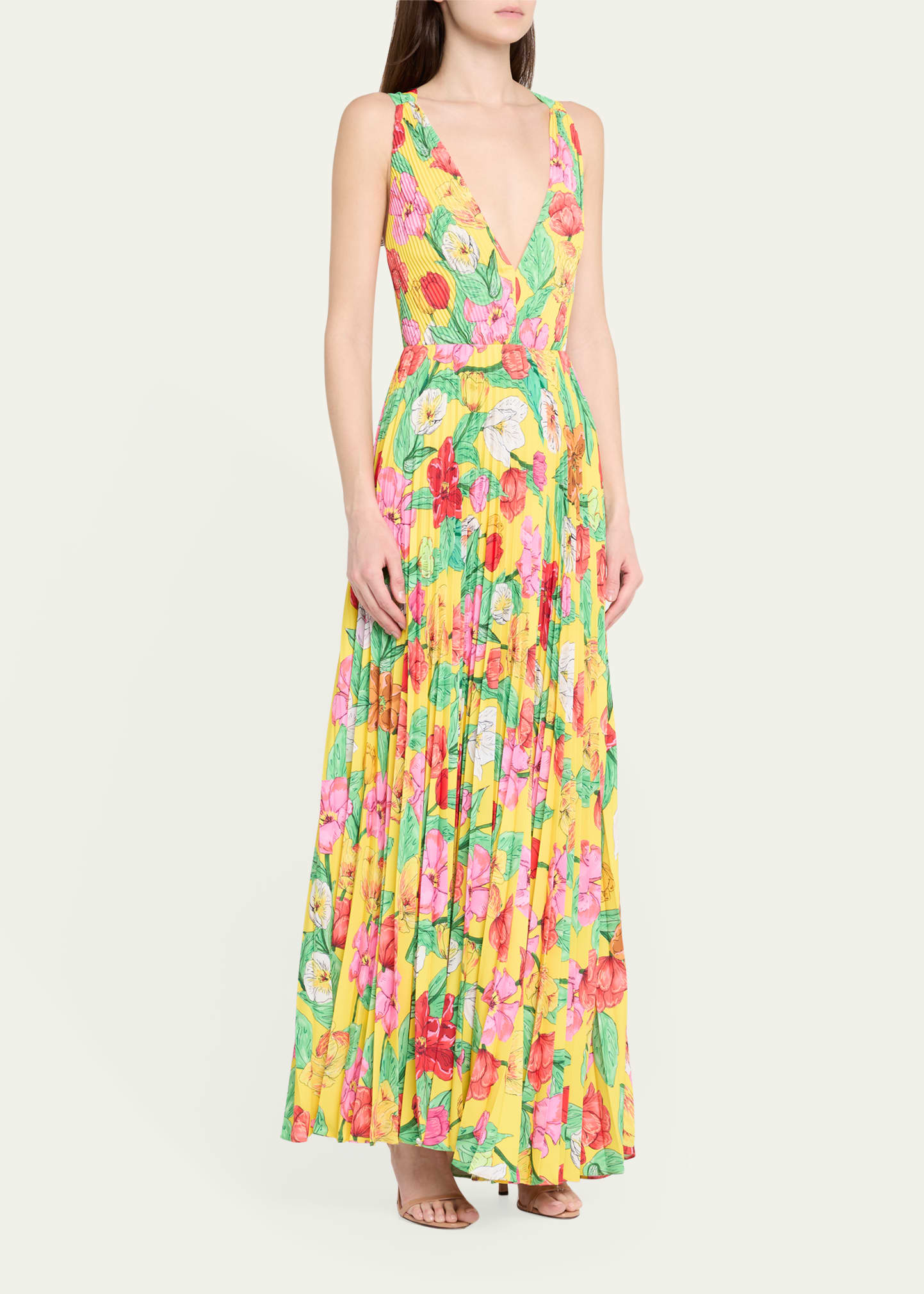 milly flowers of spain linen maxi dress Milly Oria Tulip Rosette Pleated Maxi Dress 8