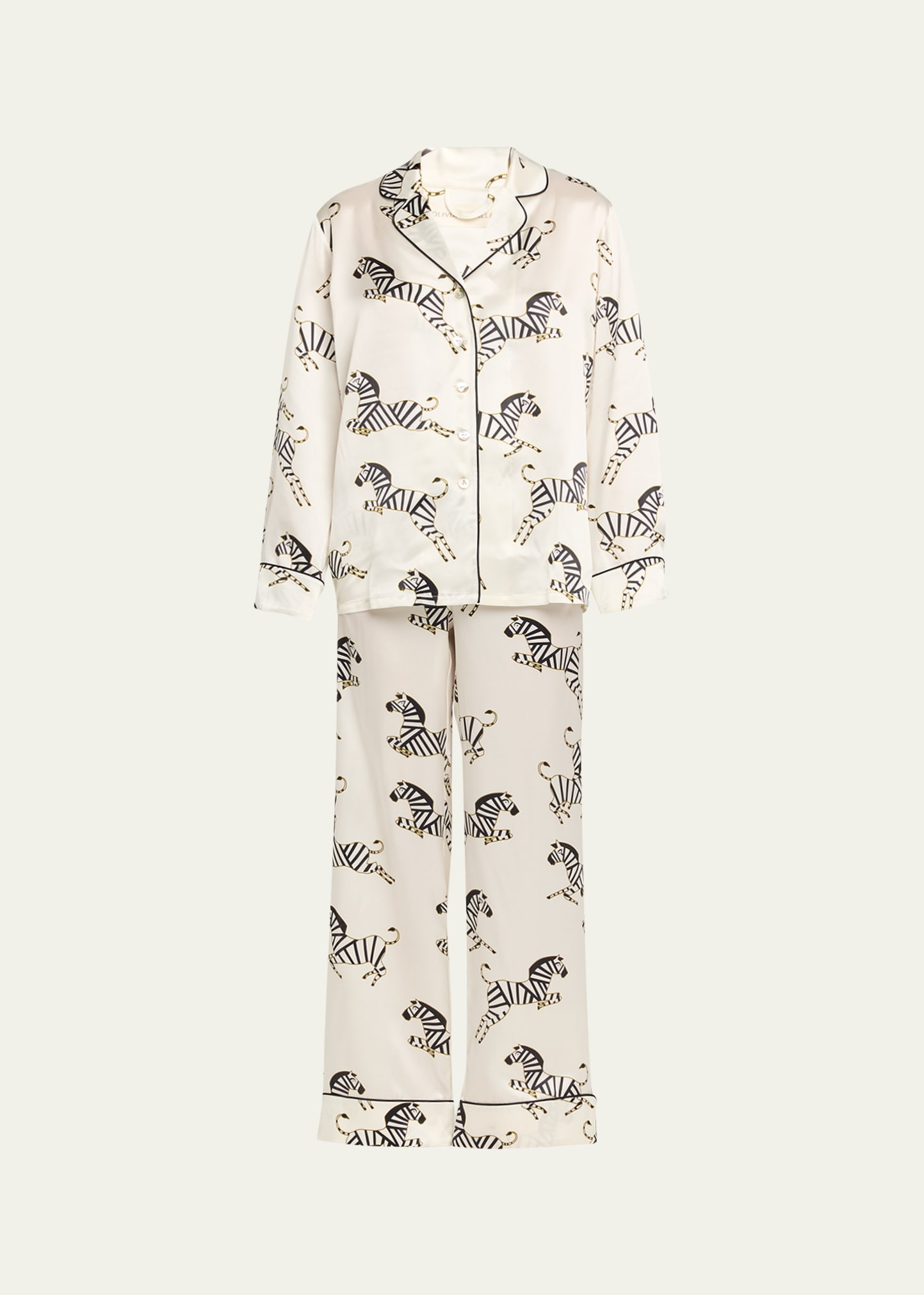 Olivia von Halle Lila Zebedee Zebra-Print Silk Pajama Set