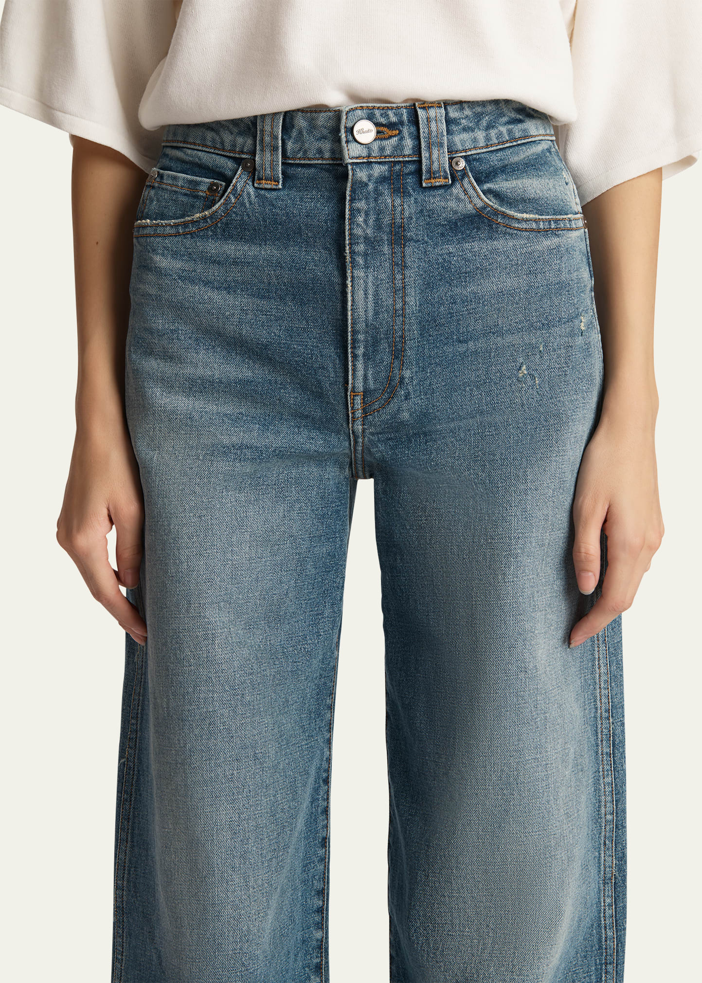 デニム・ジーパン Khaite High-Waisted Cotton Denim Jeans With Flare Legs bg_4981458_100393_b