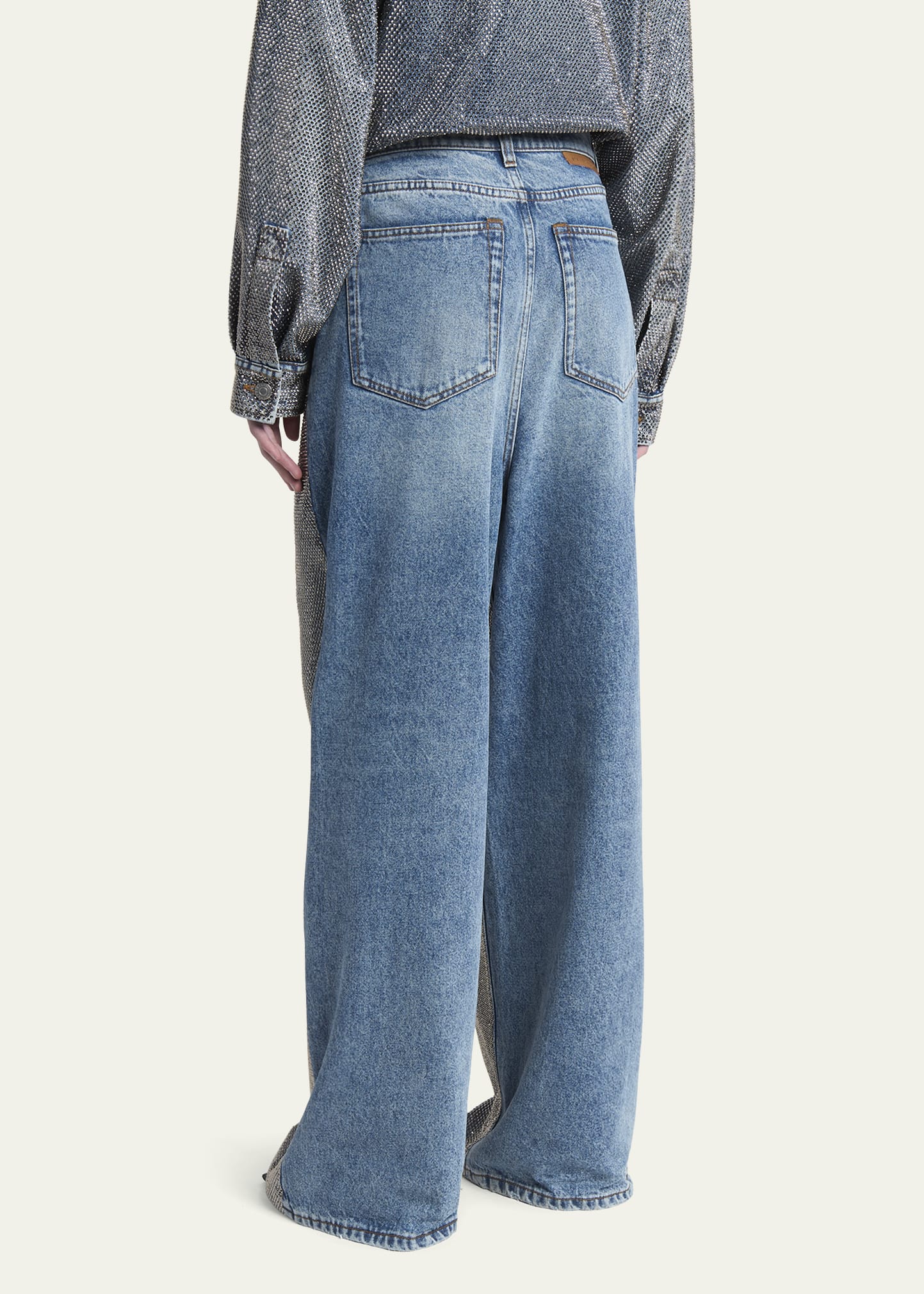 Stella McCartney Crystal Hotfix Wide Leg Jeans - Bergdorf Goodman