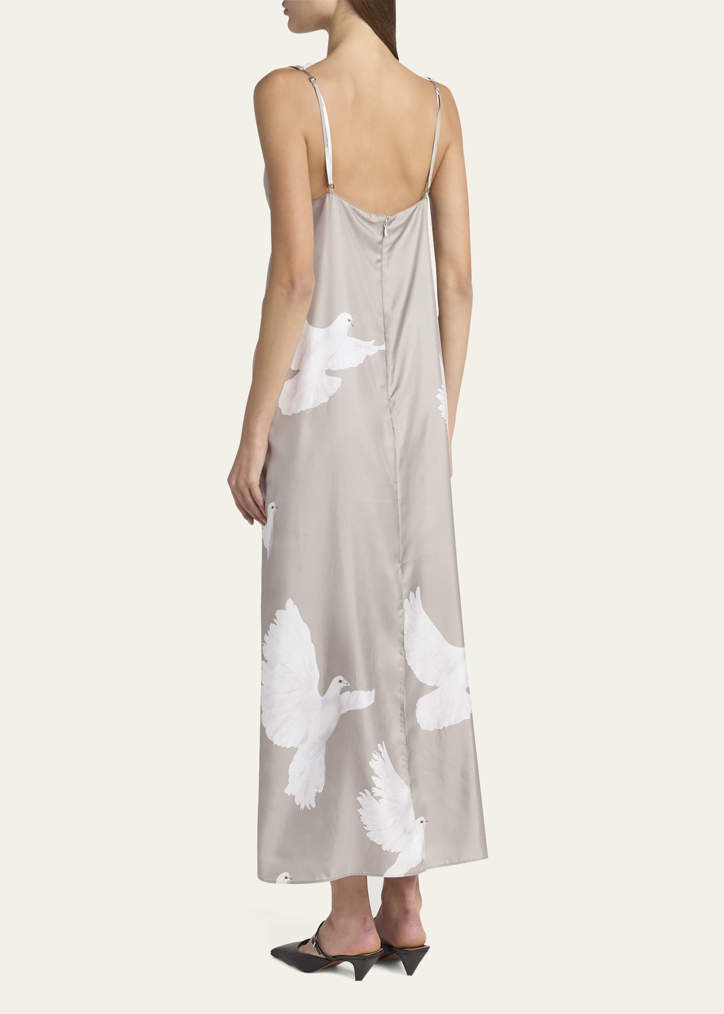 Stella McCartney Dove Print Lace Trim Silk Slip Dress - Bergdorf Goodman