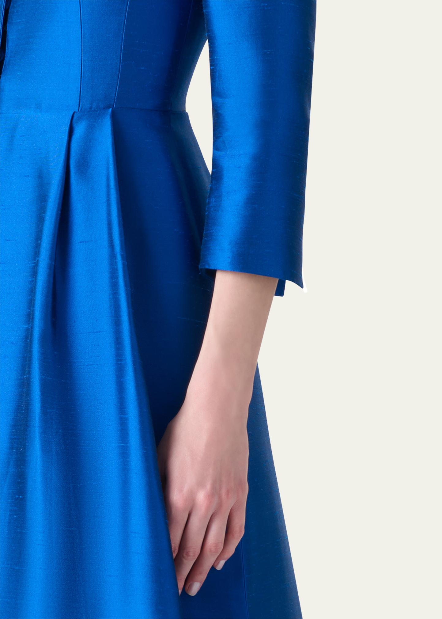 Akris Three-Quarter Sleeve Flared Long Silk Coat Dress - Bergdorf