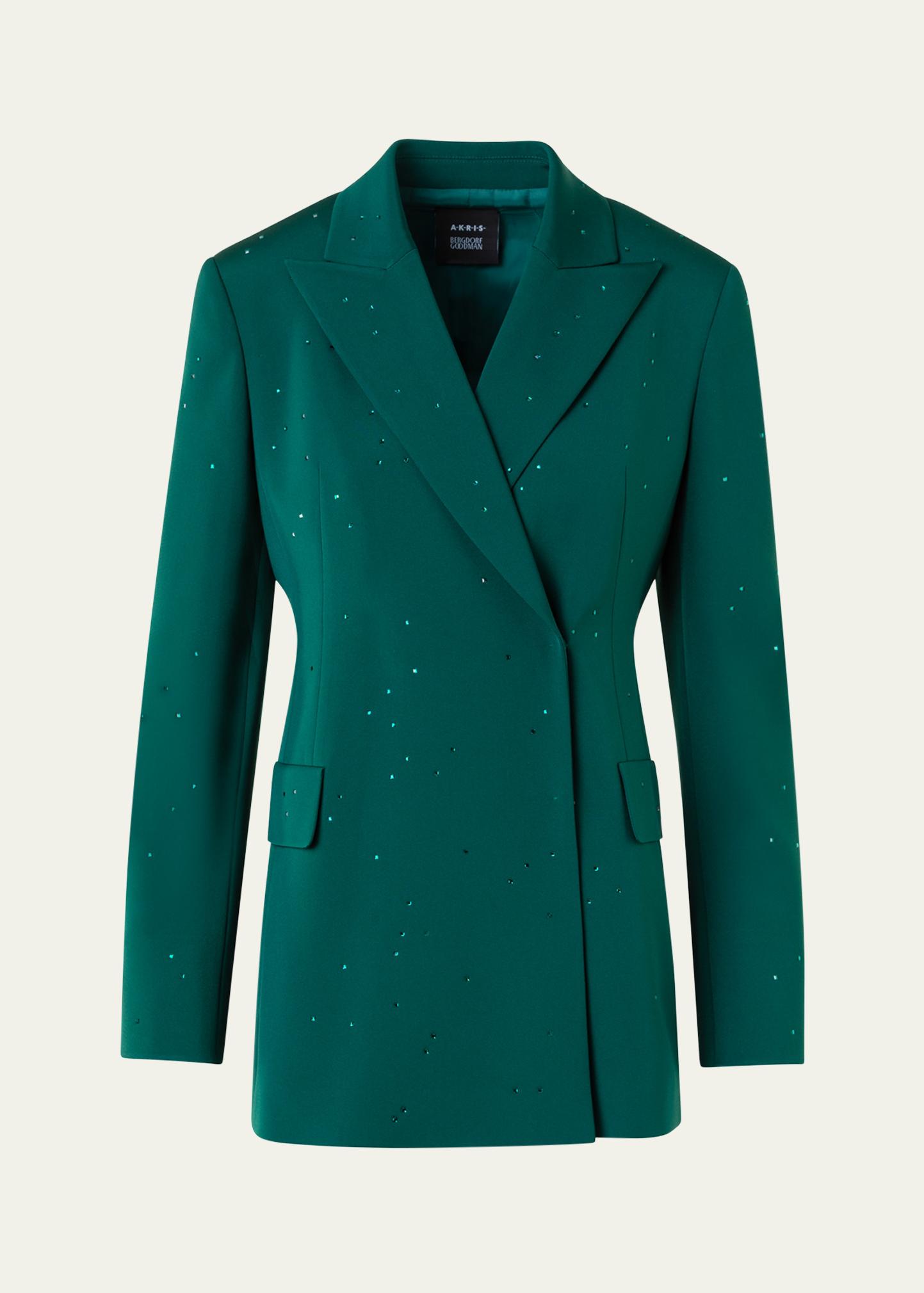 Akris Nadine Swarovski Stars Double-Breasted Silk Crepe Jacket