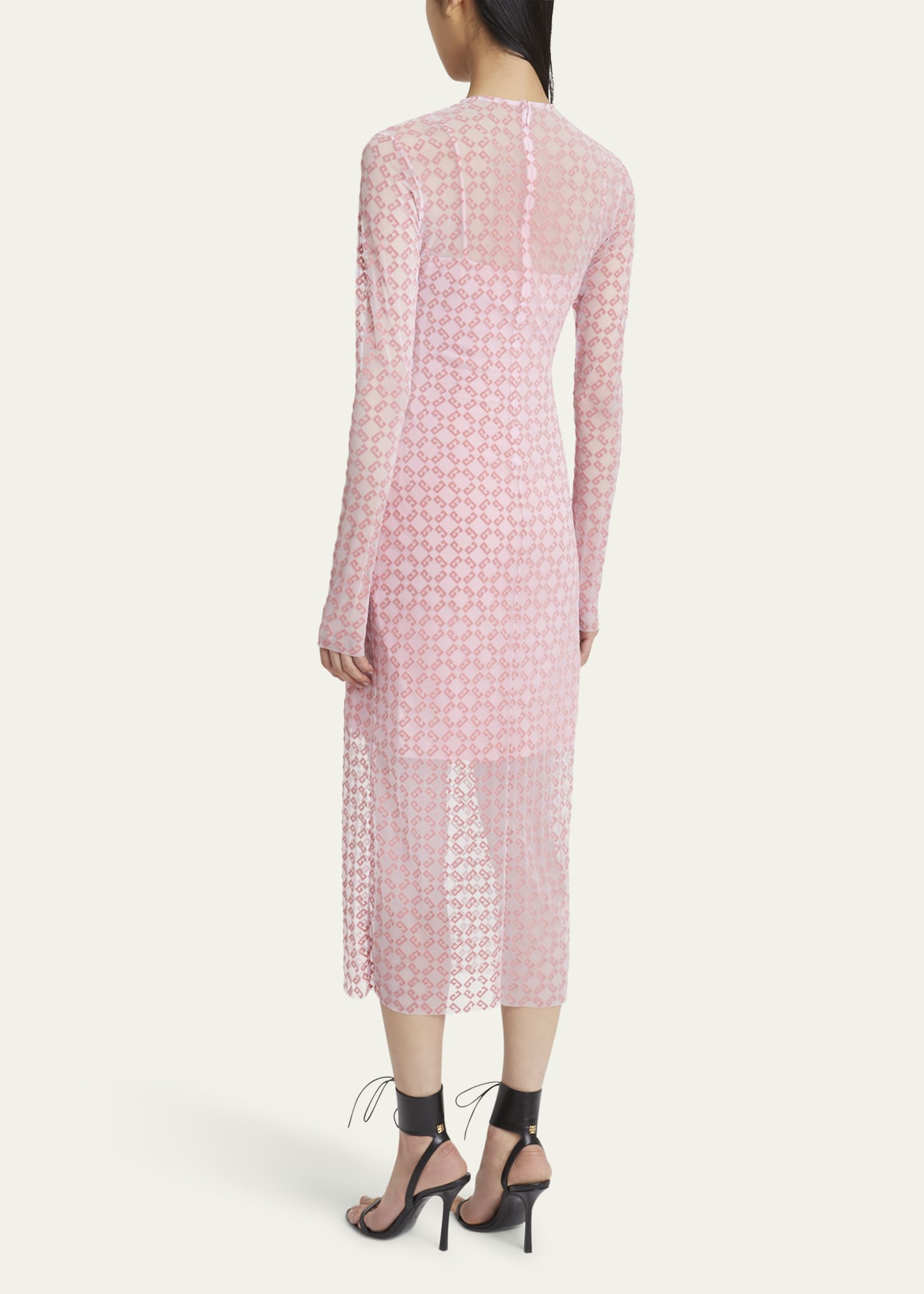 Givenchy Tulle Monogram Long Sleeve Midi Dress - Bergdorf