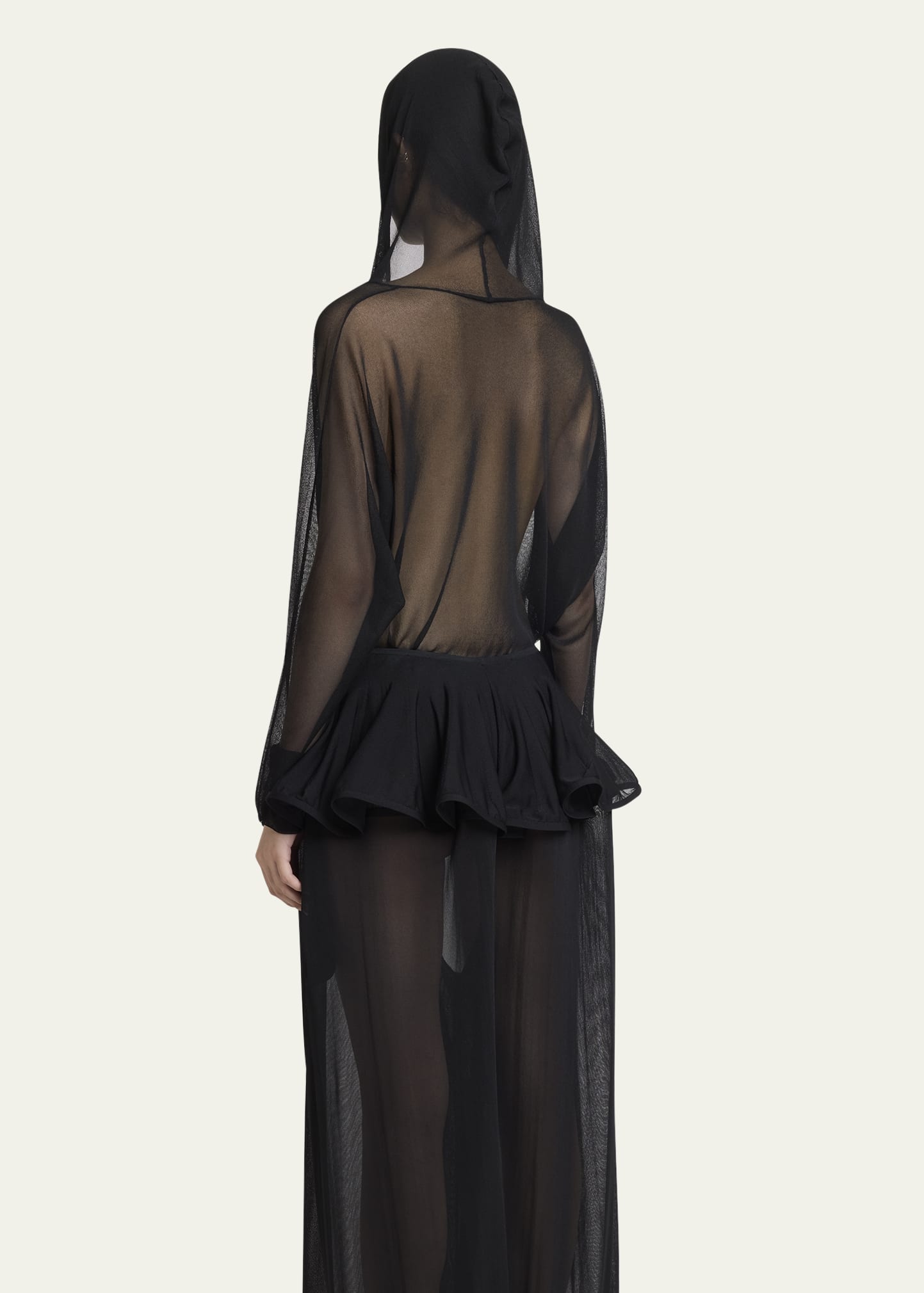 ALAIA Sheer V-Neck Hooded Bodysuit - Bergdorf Goodman