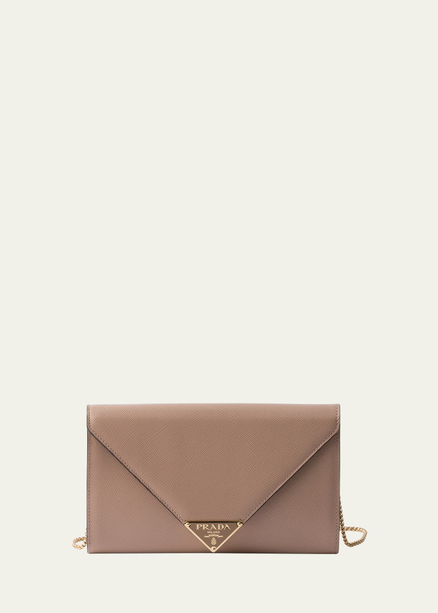 Prada Mini Envelope Flap Saffiano Leather Wallet on Chain