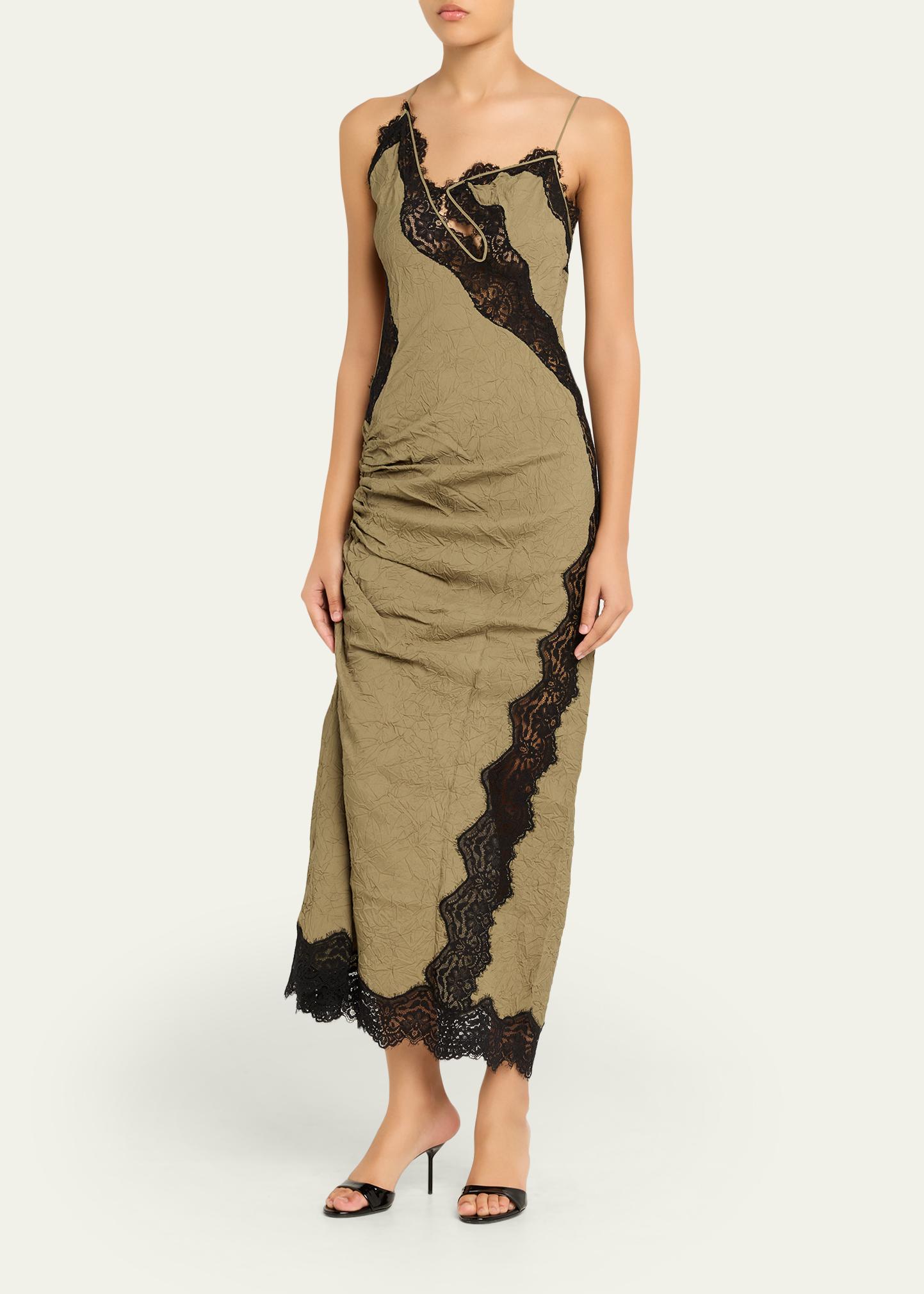 christopher esber reminiscence beaded adjustable dress Crinkle Satin Lace Twisted Cami With a high neckline LowStock:43375788523571 (Black) Chiffon Wrap Dress Cup Size:C
