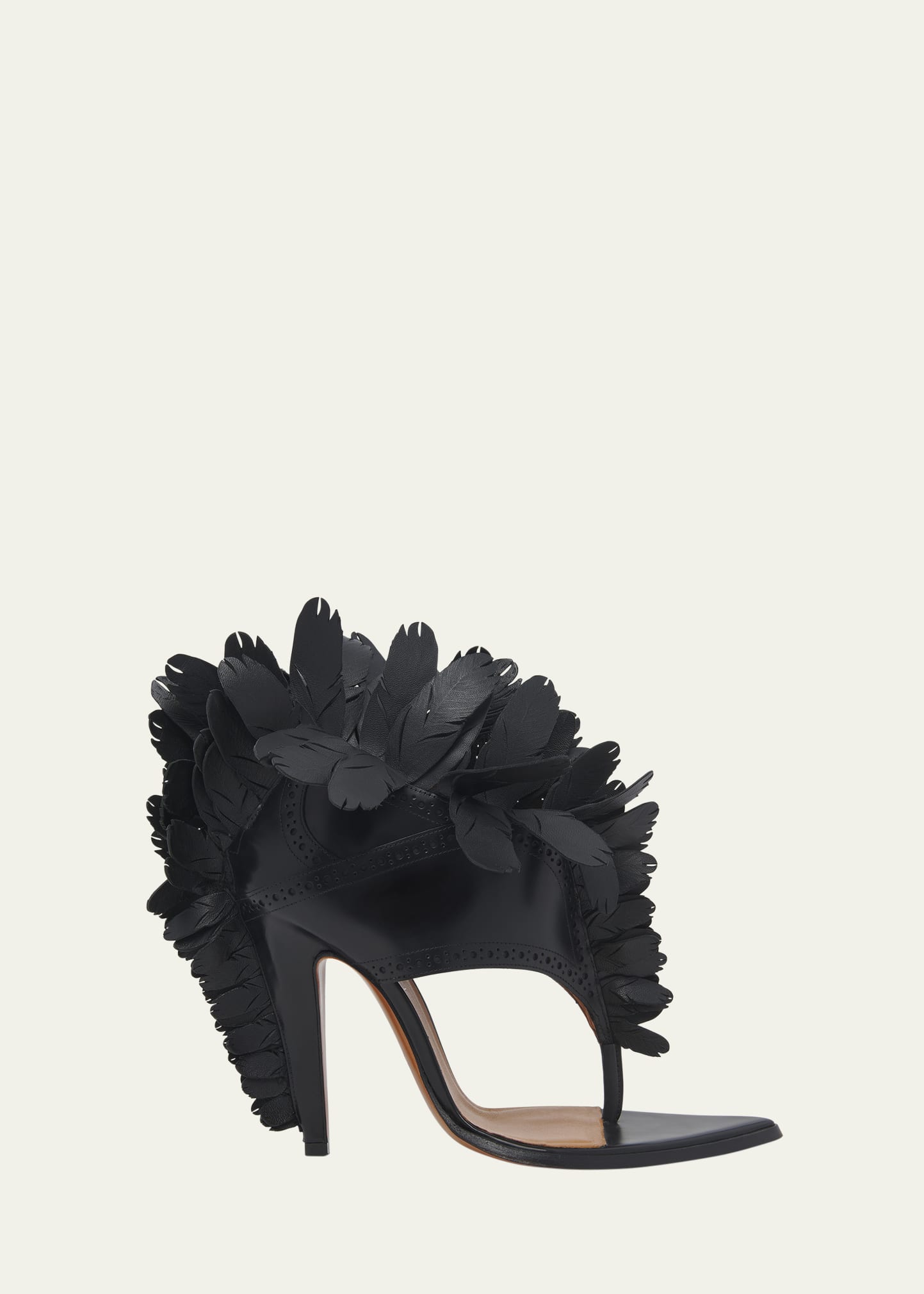 Leather Feather Thong Sandals