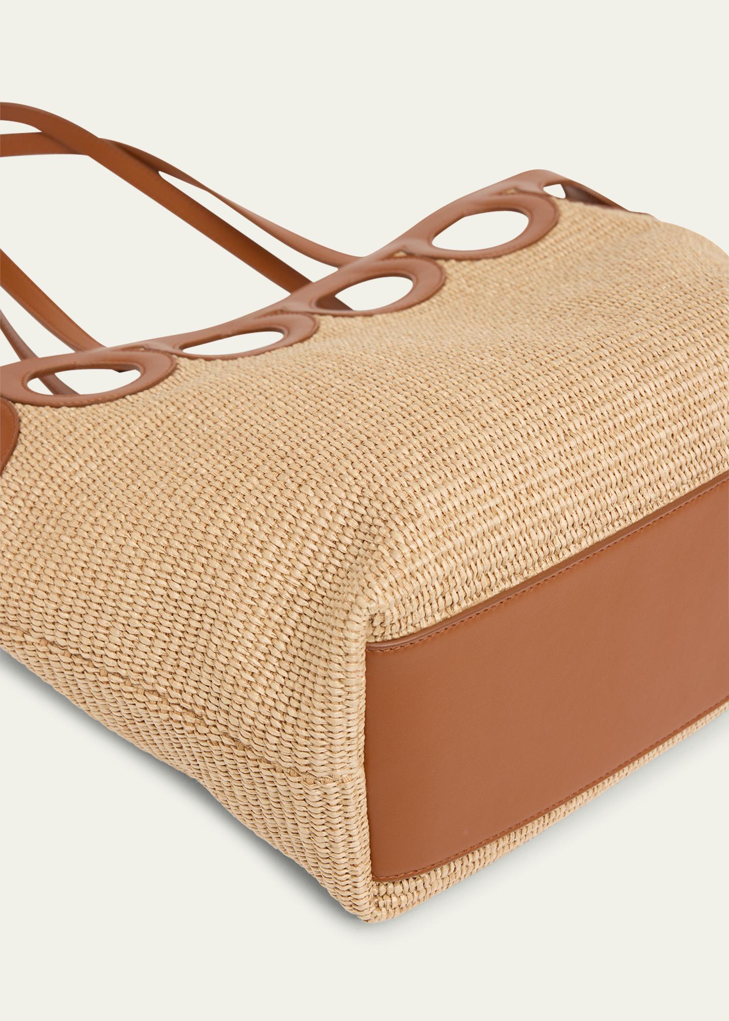 FERRAGAMO Gancini Frame Raffia Tote Bag - Bergdorf Goodman