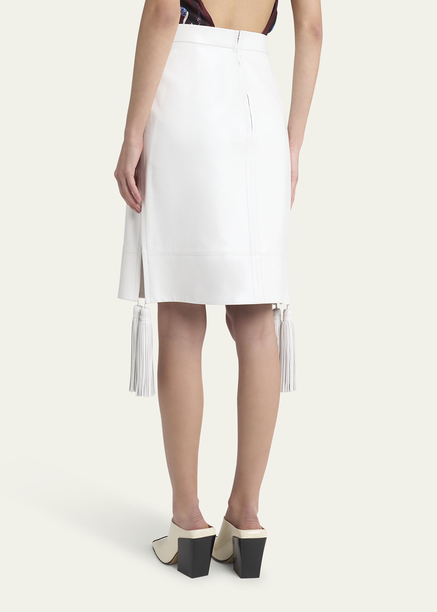 【送料&関税込】Bottega Veneta Shearling Skirt Bottega Veneta Shiny Leather Skirt with Tassels - Bergdorf