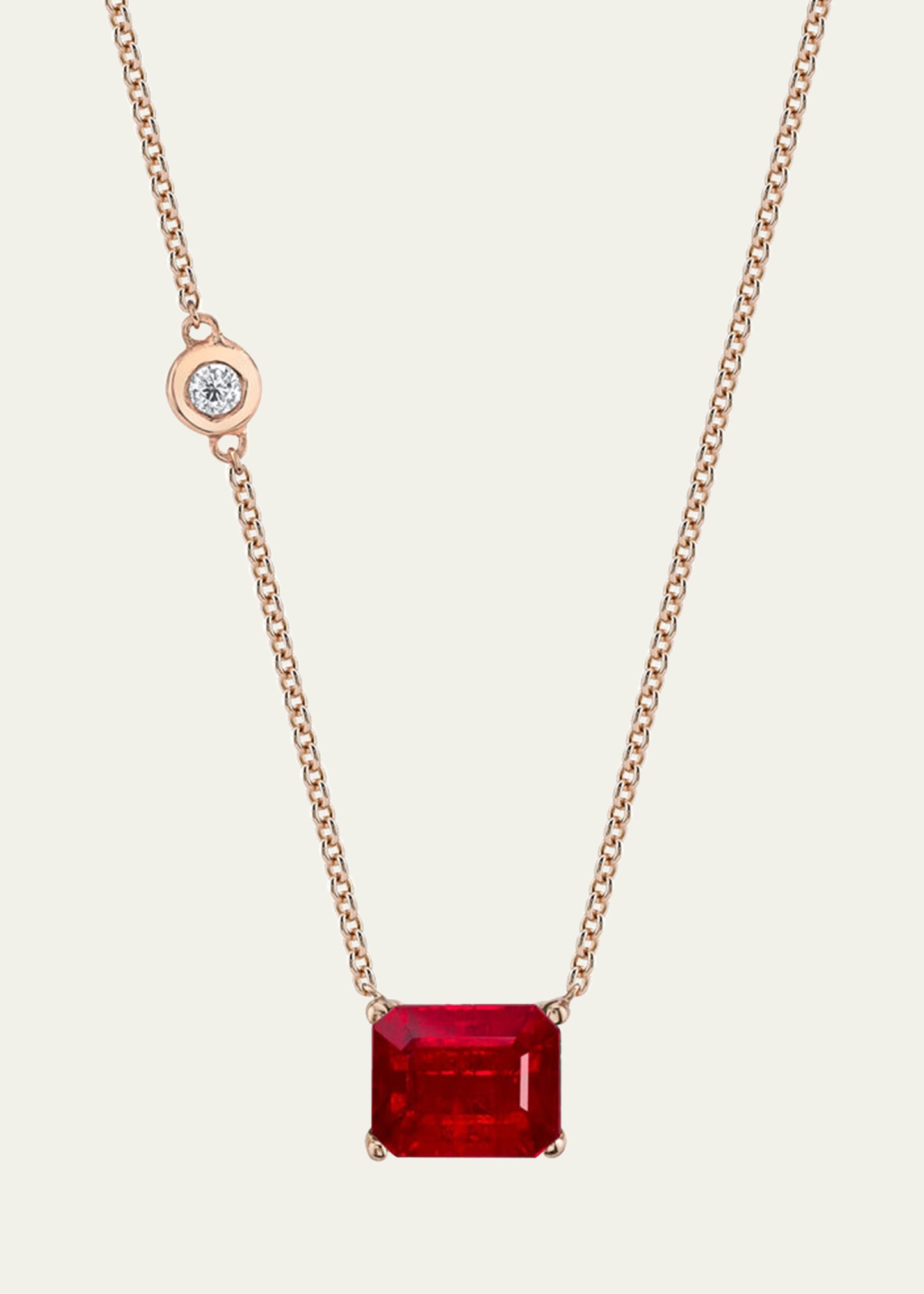 SHAY 18K Rose Gold Ruby Pendant Necklace with Diamond Bezel