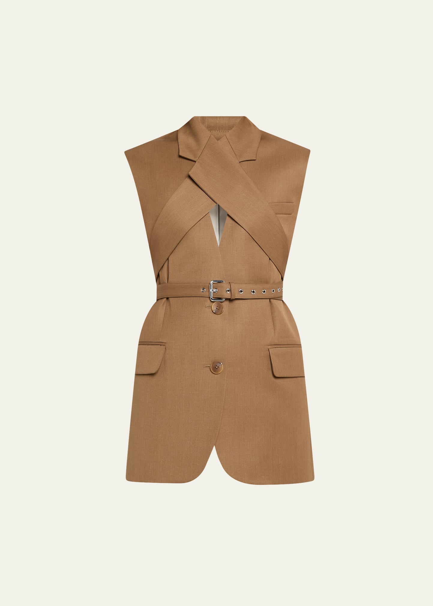 Monse Criss Cross Belted Wool Jacket Bergdorf Goodman