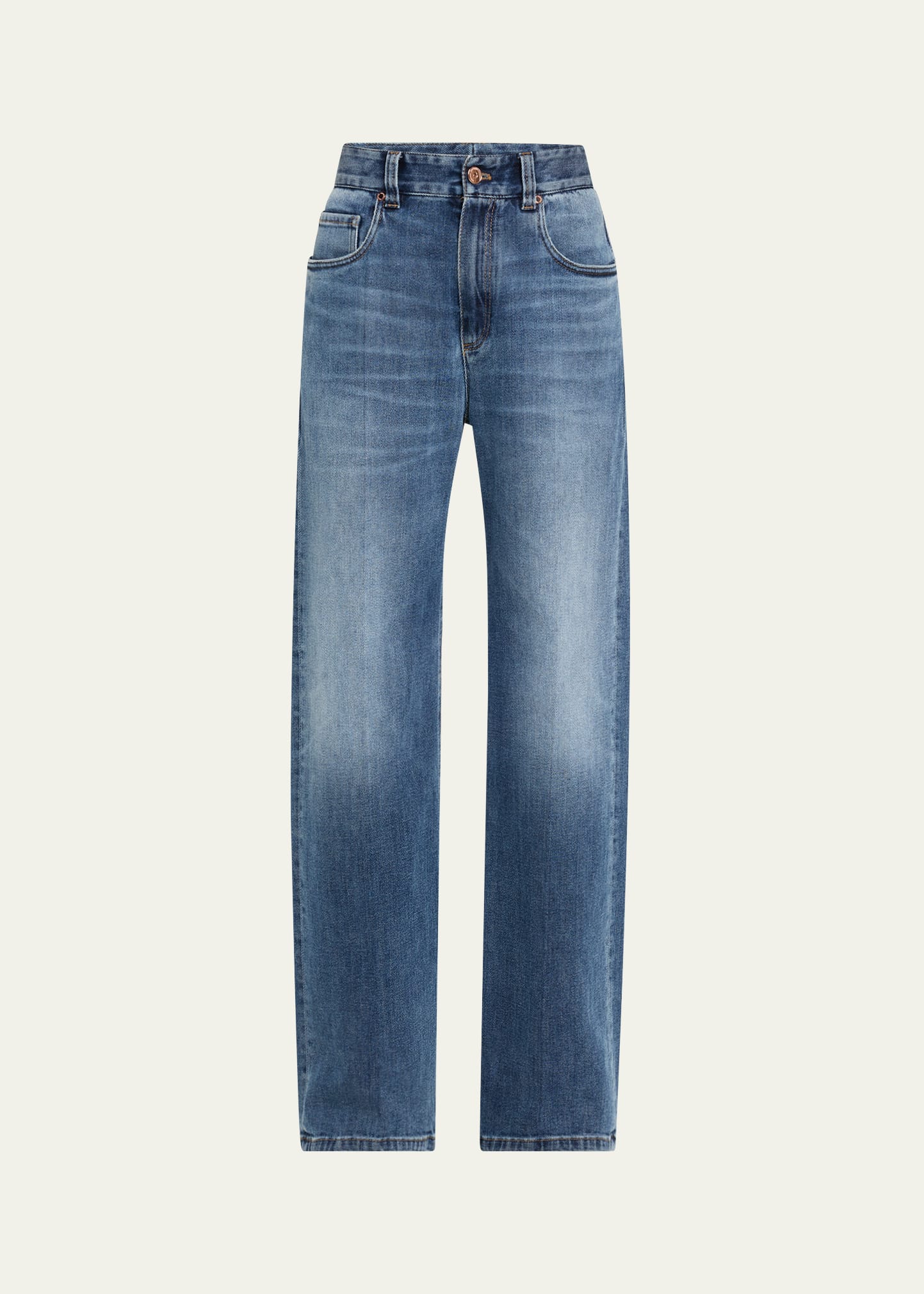 Brunello Cucinelli Soft Denim Loose Stove Pipe Jeans - Bergdorf