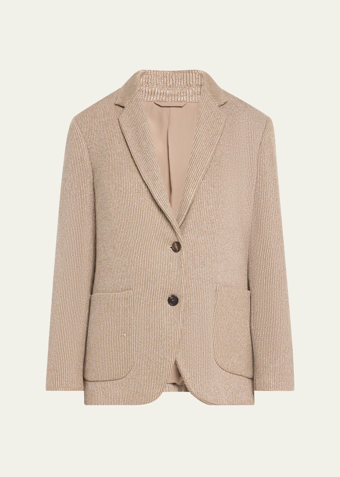 Brunello Cucinelli Two-Button Lurex Cotton English Rib Blazer