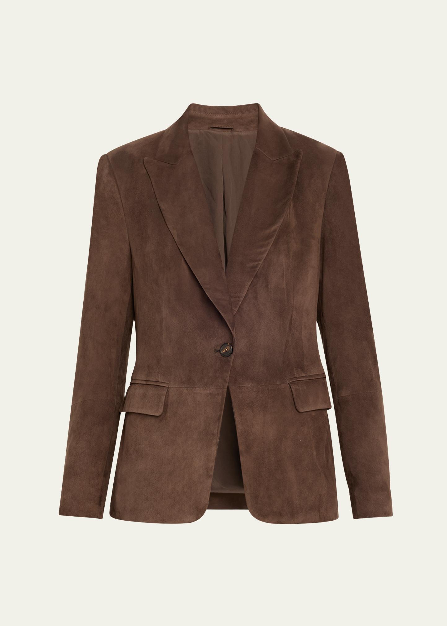 Brunello Cucinelli Suede Single-Breasted Blazer Jacket - Bergdorf 