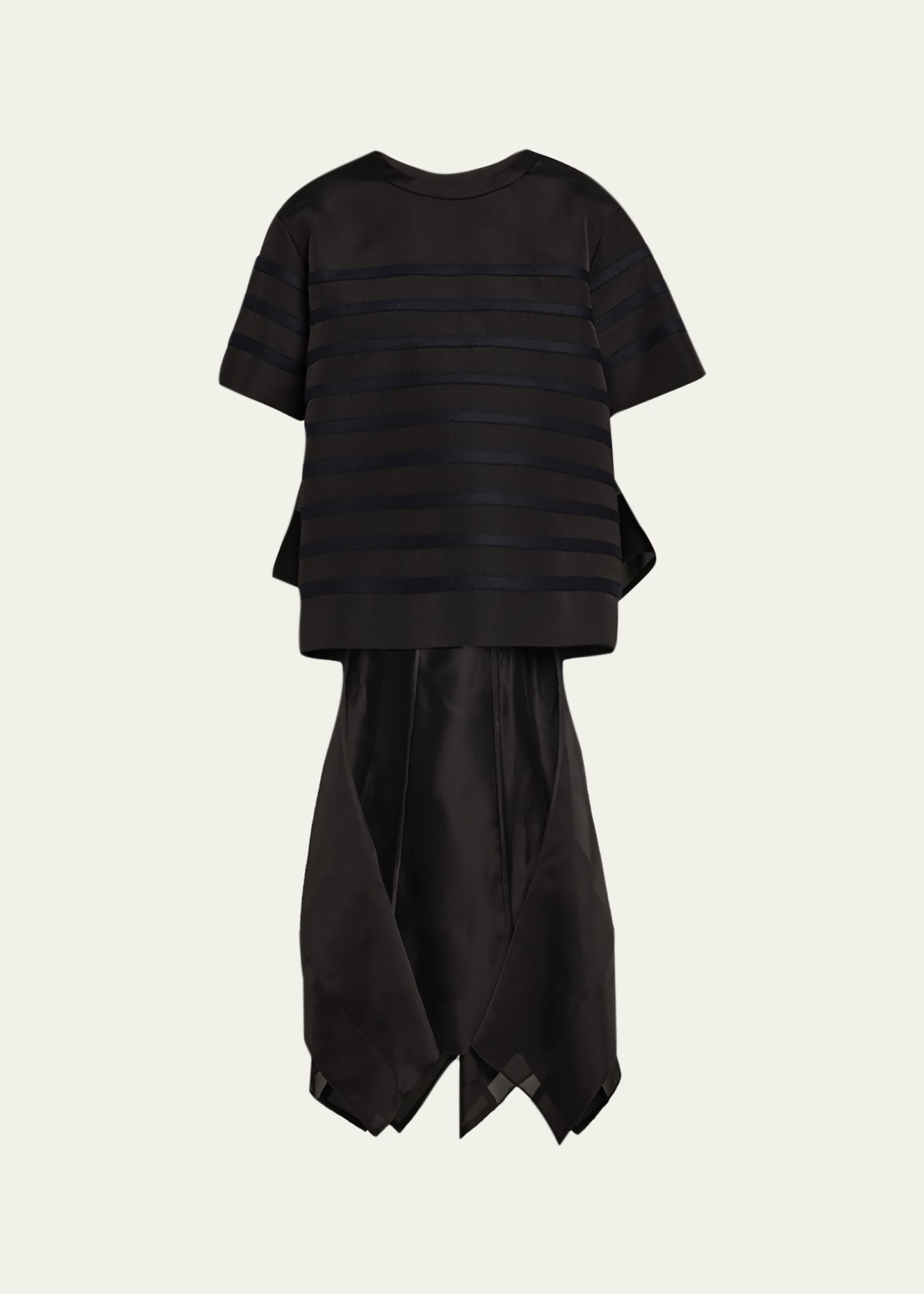 SACAI Striped Open-Back Organza Ruffle Top - Bergdorf Goodman