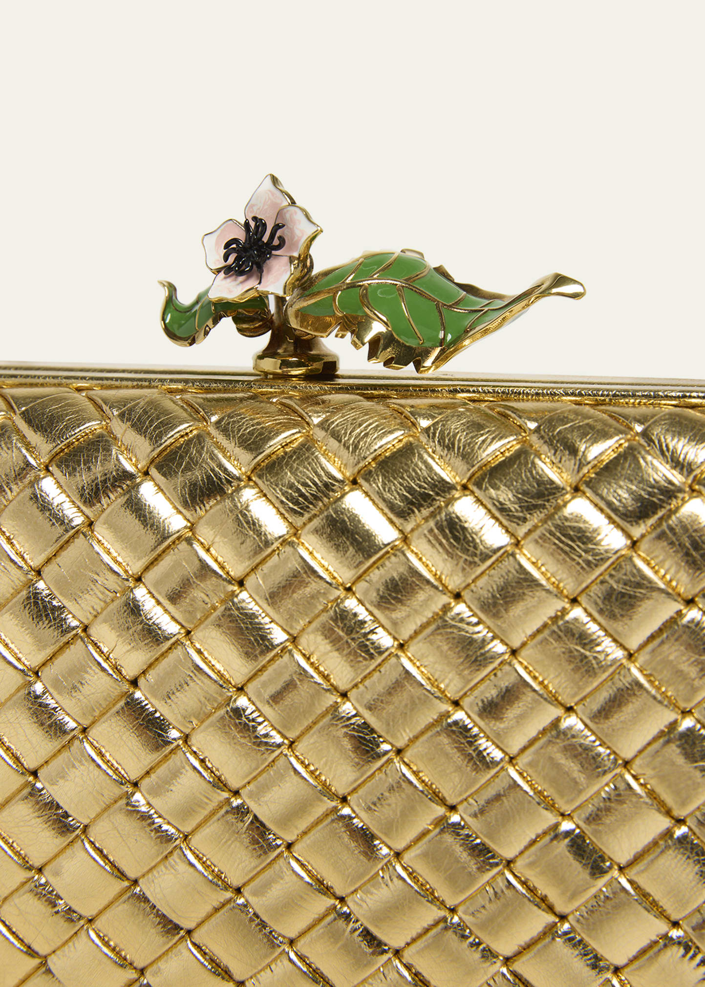 Bottega Veneta Knot Flower Metallic Leather Minaudiere - Bergdorf
