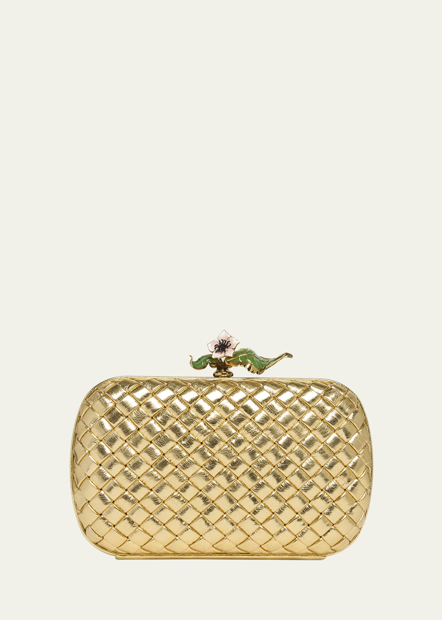 Bottega Veneta Knot Flower Metallic Leather Minaudiere - Bergdorf