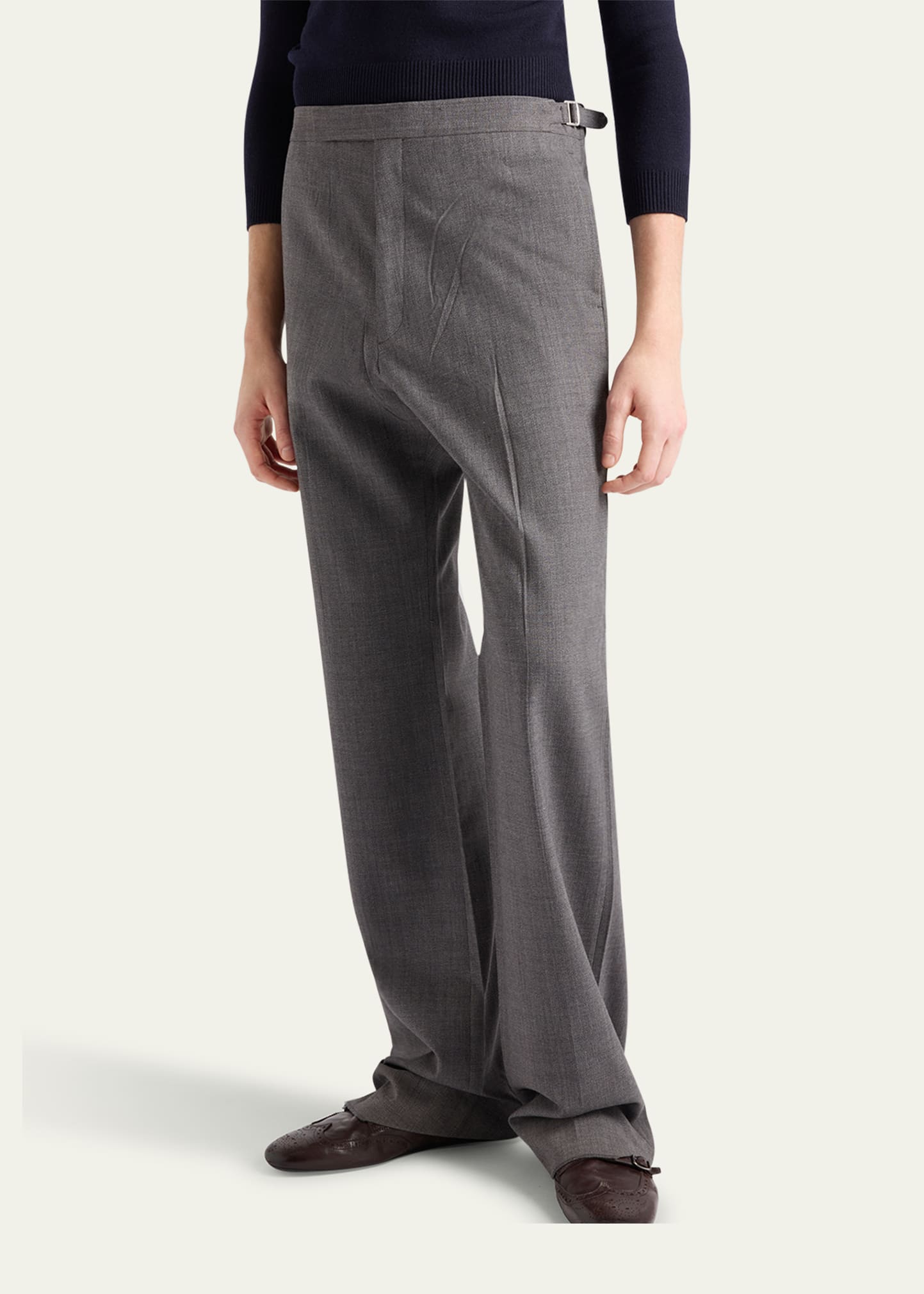 Prada Men's Technical Wool Wide-Leg Trousers - Bergdorf Goodman