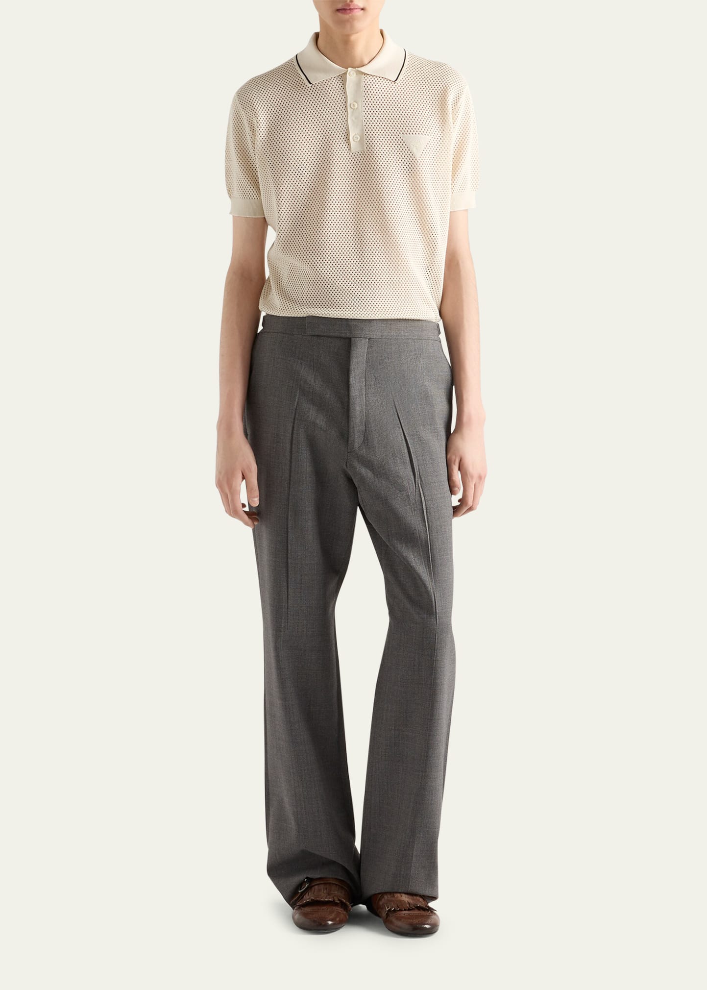 Prada Men's Mesh Knit Polo Shirt - Bergdorf Goodman