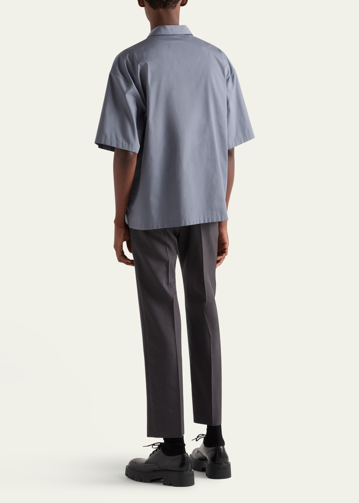 PRADATシャツM Cord Short-sleeved Taffeta Shirt | PRADA