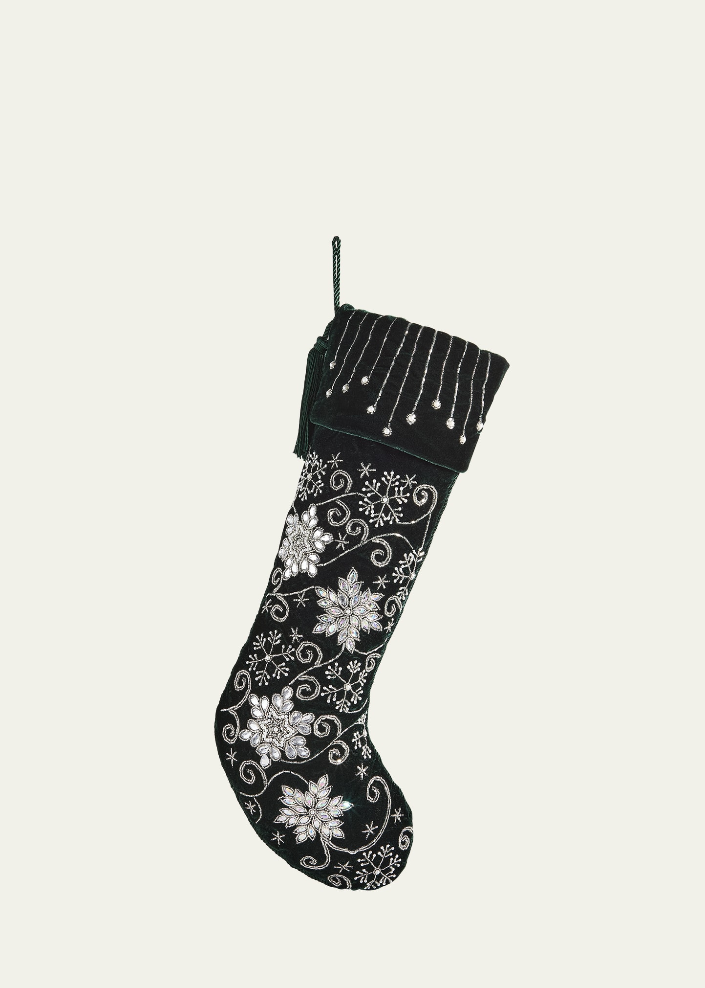 Velvet Snowflake Embroidered Christmas Stocking