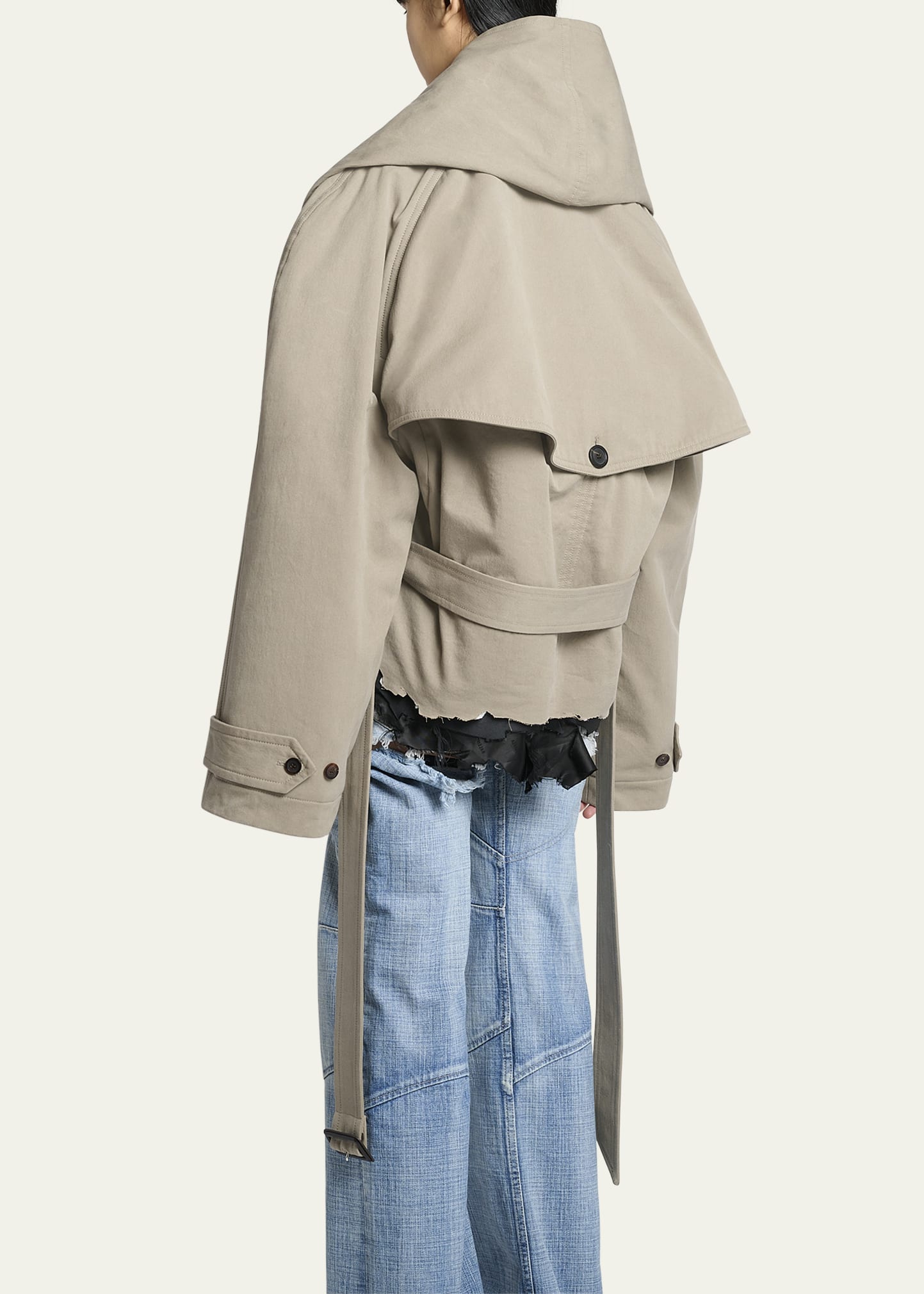 ジャケット Balenciaga Beige cropped trench coat in cotton twill BALENCIAGA $3490 Beige Cotton Twill Cropped Trench Coat New