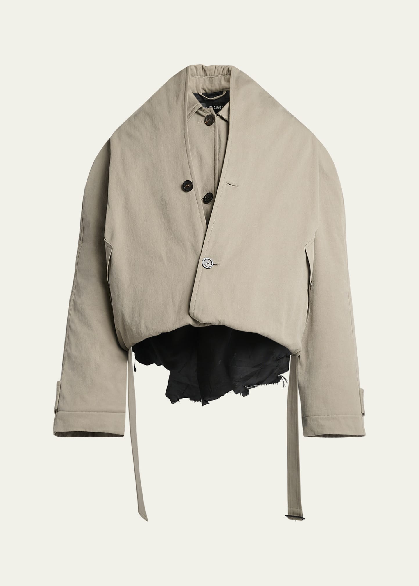 【関税・送料込み】BALENCIAGA COATS BEIGE COTTON COAT 68733 auth BALENCIAGA beige cotton 2017 SCARF TRENCH Coat