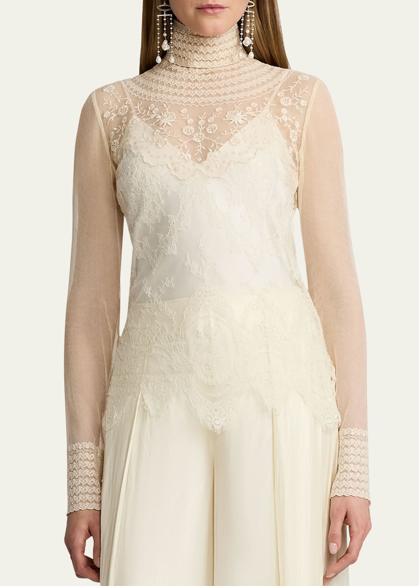 Ralph Lauren Collection Delilah Embellished Floral Leavers Lace