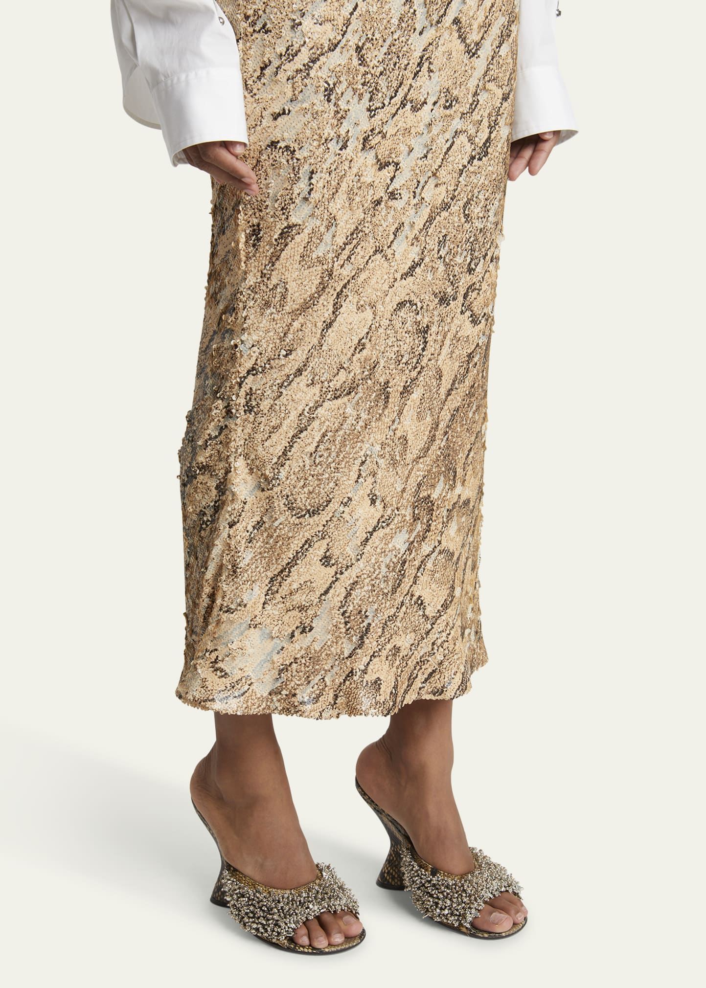 Dries Van Noten Embellished Snake-Print Wedge Sandals - Bergdorf