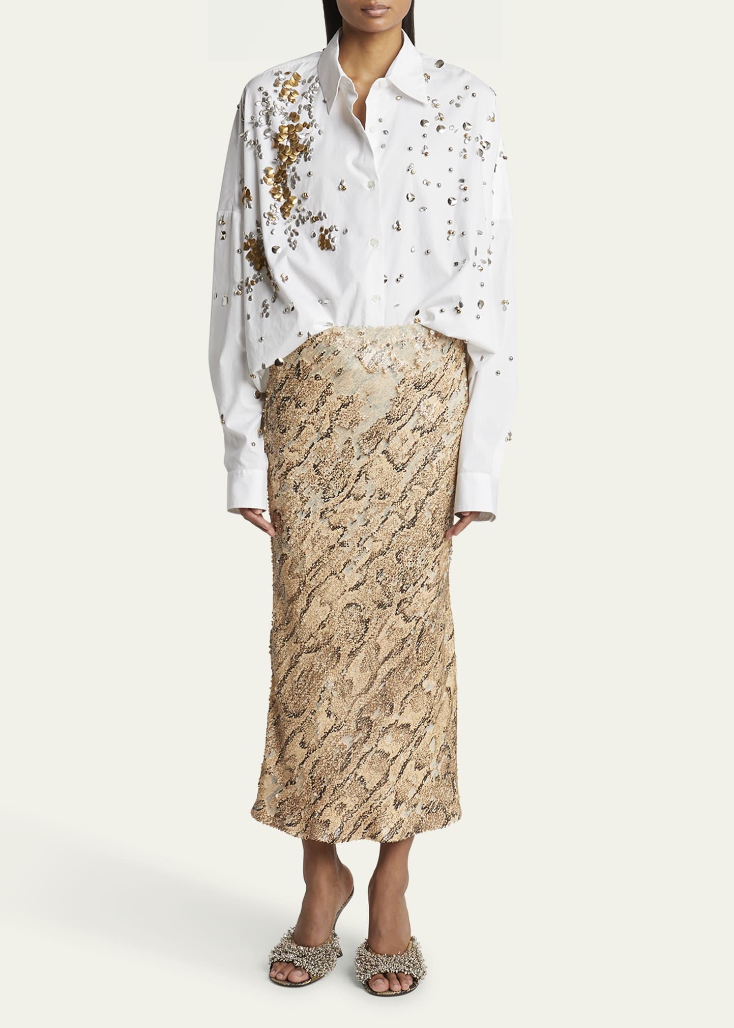 Dries Van Noten Embellished Snake-Print Wedge Sandals - Bergdorf